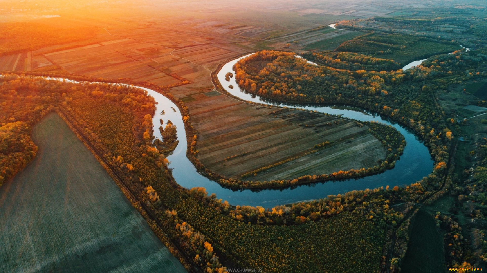 природа, реки, озера, вид, сверху