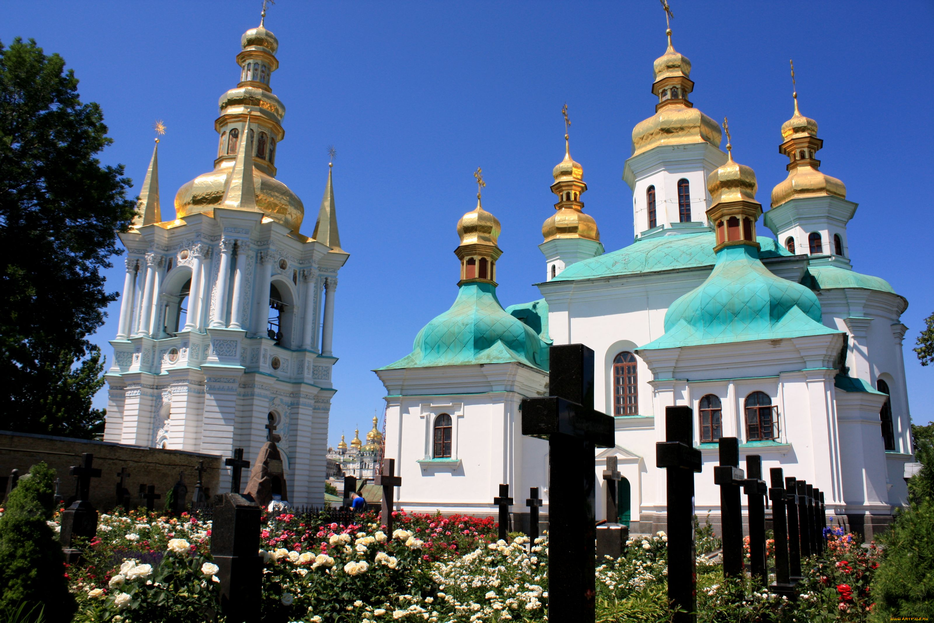 города, киев, украина, церковь, кладбище, купола