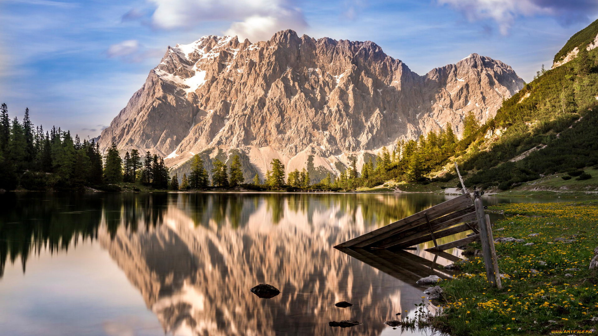 природа, реки, озера, германия, гора, цугшпитце, zugspitze