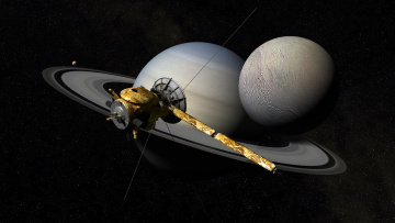 Картинка космос космические+корабли +космические+станции автоматический кассини-гюйгенс звезды сатурн космический аппарат