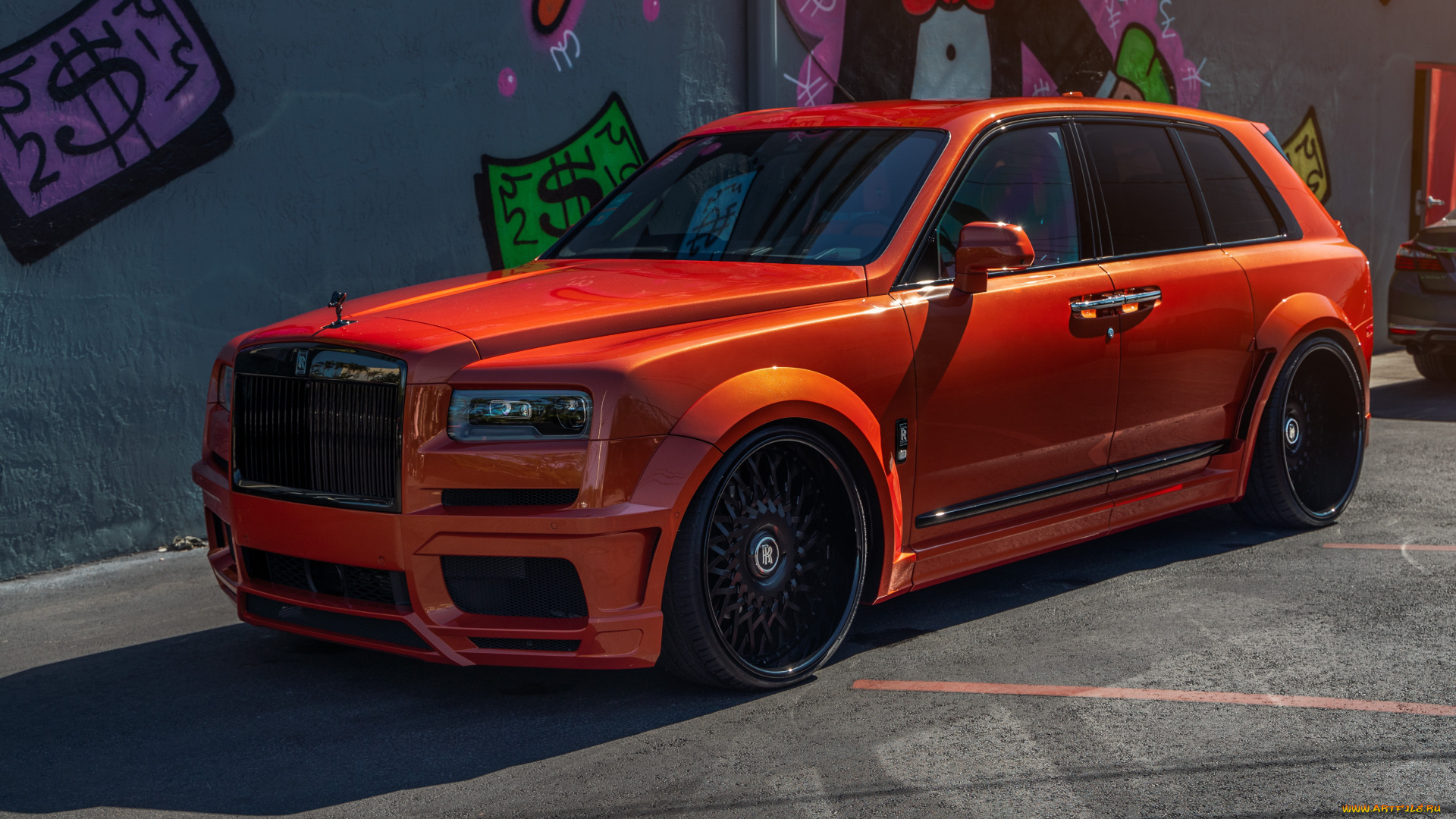 колян, автомобили, rolls-royce, orange, rolls, royce, black, wheels, cullinan