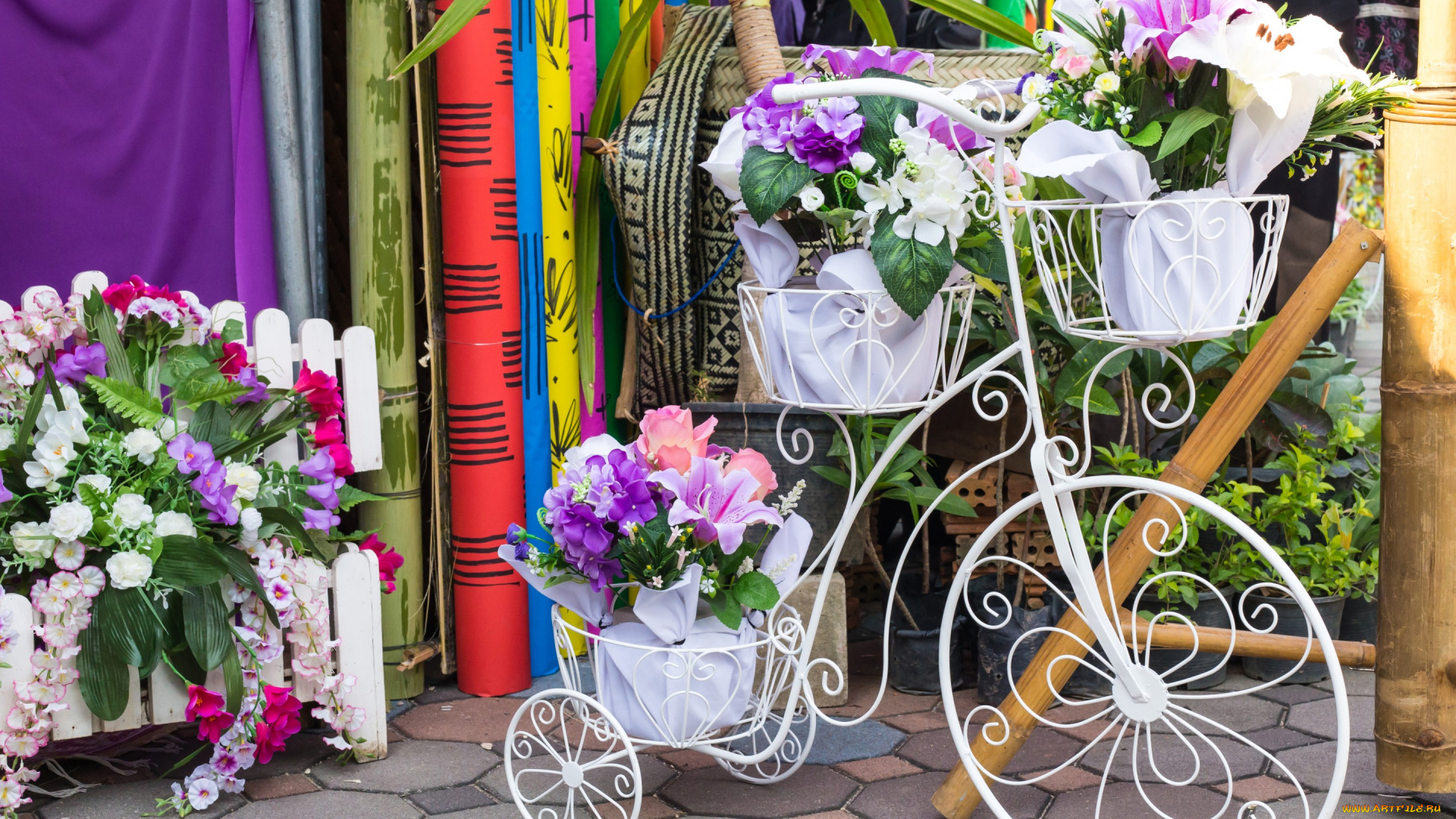разное, ремесла, , поделки, , рукоделие, flowers, цветы, букет, флористика, велосипед