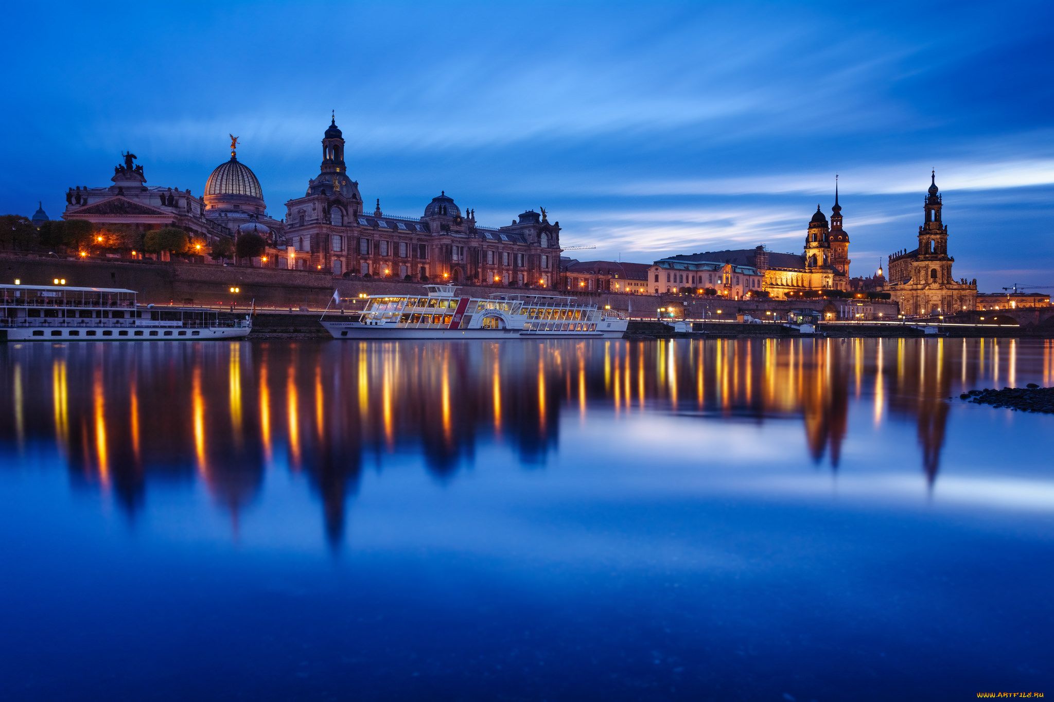 dresden, города, дрезден, , германия, шпили, купола, набережная, река