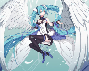 Картинка аниме vocaloid арт sugar sound ангел девушка hatsune miku