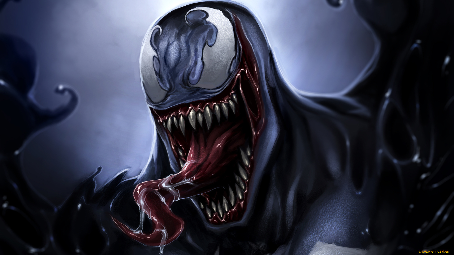 рисованное, комиксы, venom, eddie, brock, symbiote, язык