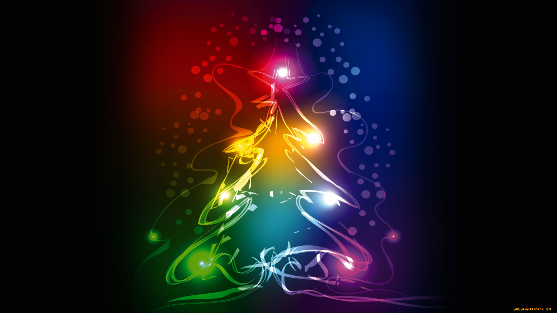 рисованное, праздники, neon, елка, новый, год, рождество, tree, christmas, colors, xmas