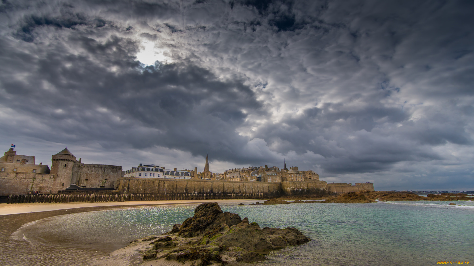 bretagne-st, malo-under, города, -, пейзажи, франция, море, побережье, отель, крепость