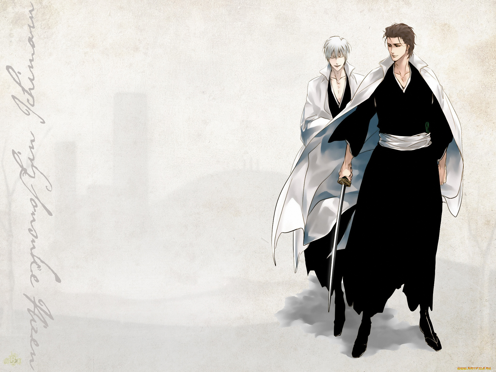 аниме, bleach, aizen, меч, sosuke, shinigami, ichimaru, gin