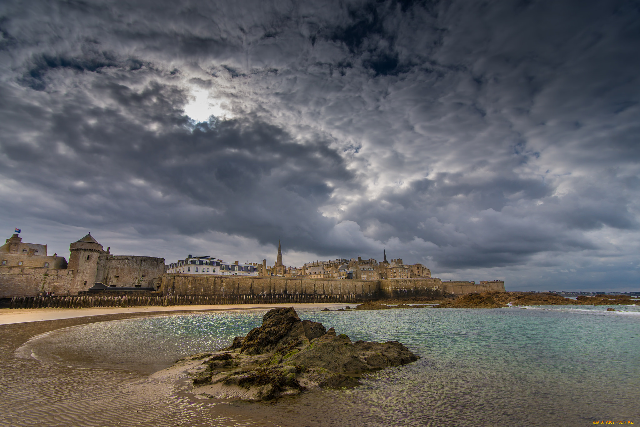 bretagne-st, malo-under, города, -, пейзажи, франция, море, побережье, отель, крепость