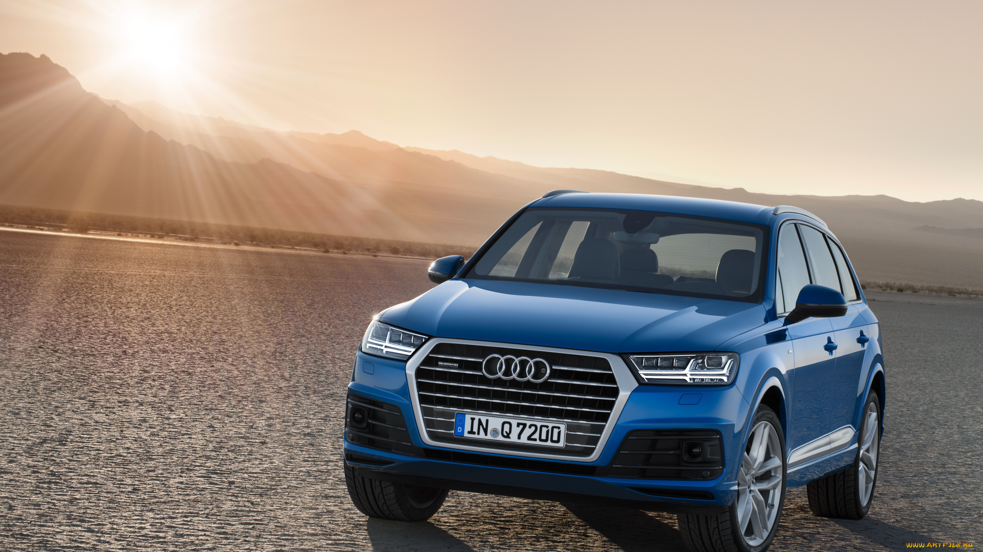 автомобили, audi, quattro, tfsi, q7, синий, 2015г, s, line