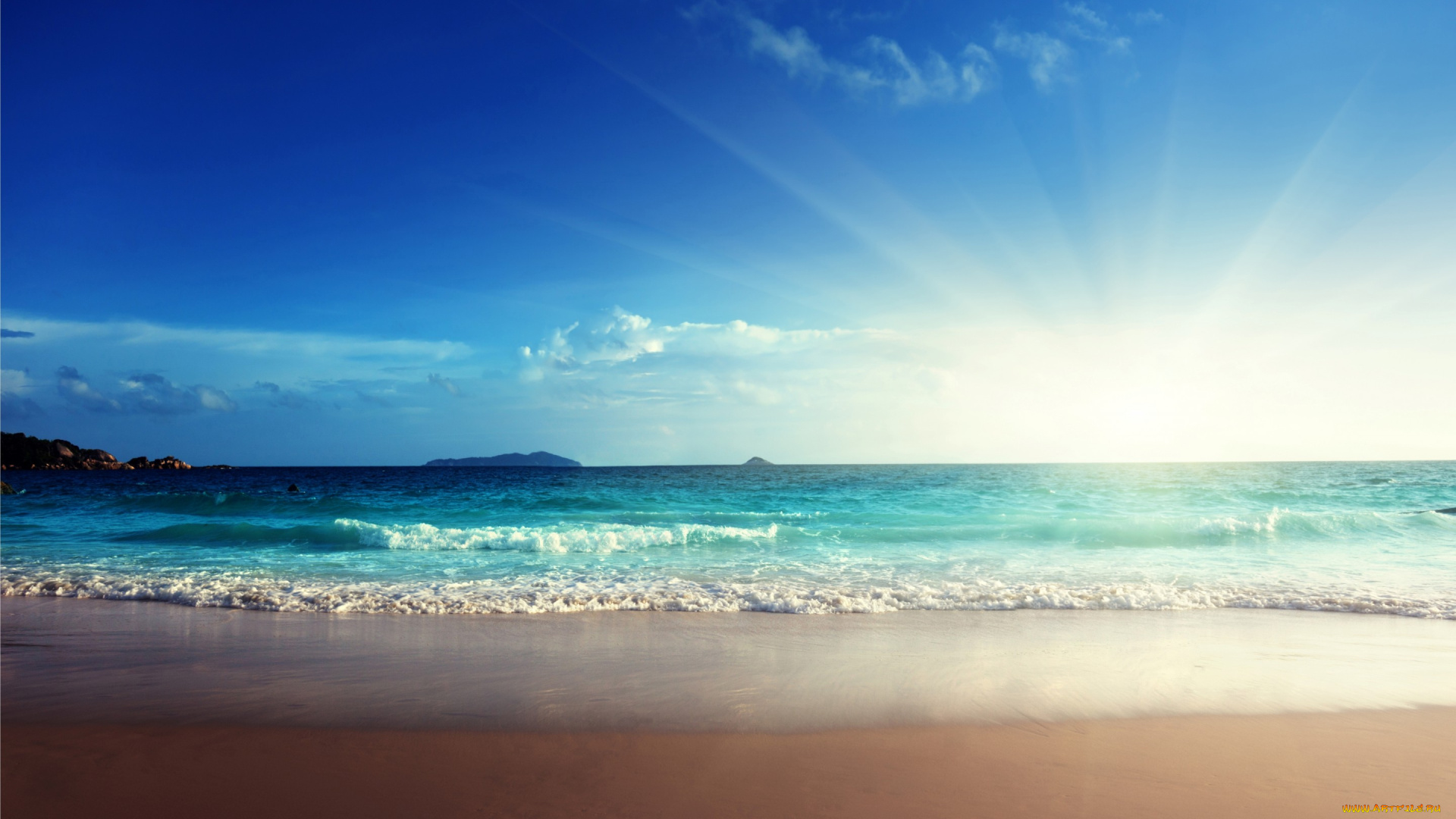 природа, моря, океаны, emerald, beach, ocean, blue, sea, море, солнце, пляж, песок, sand, sunshine