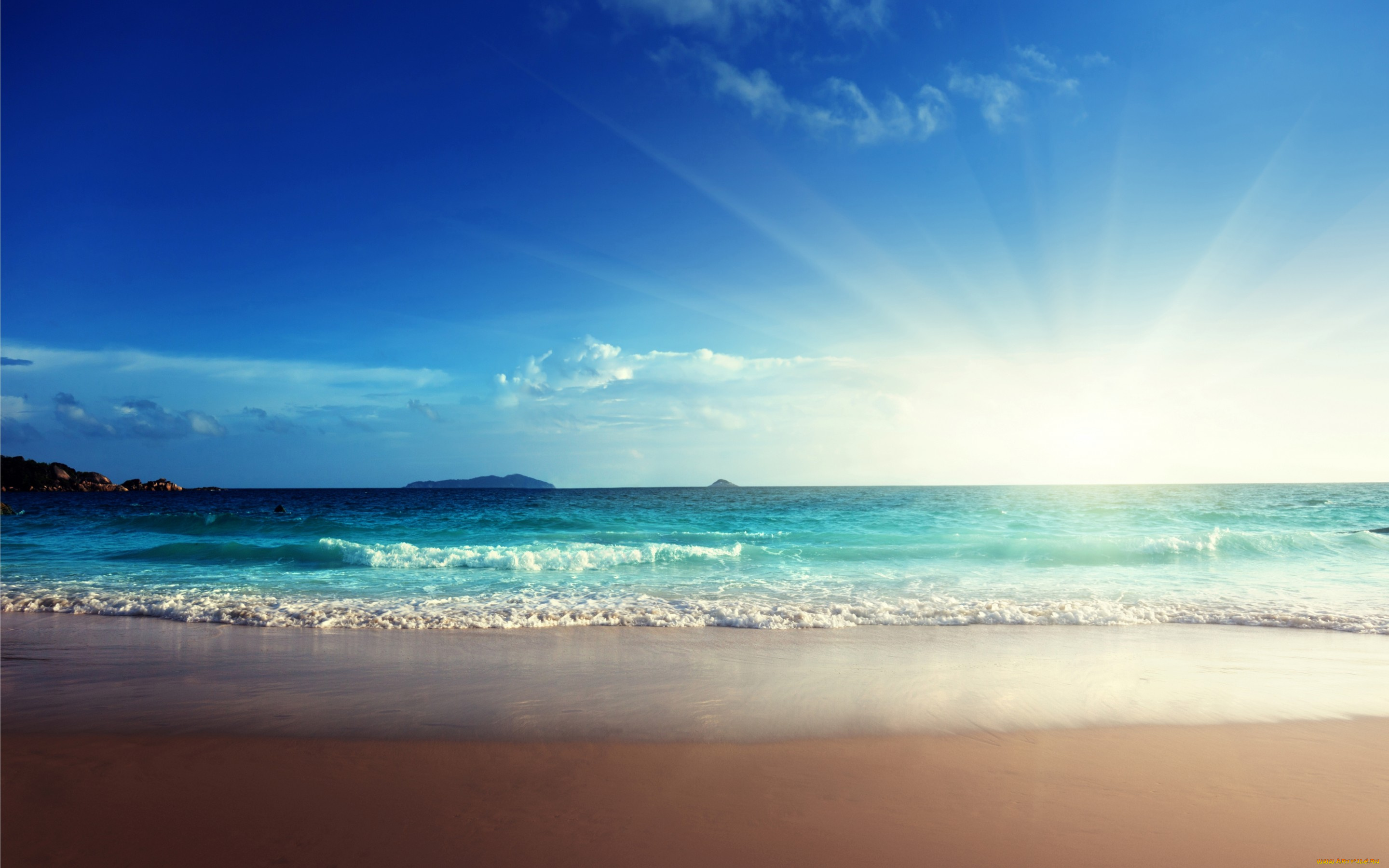 природа, моря, океаны, emerald, beach, ocean, blue, sea, море, солнце, пляж, песок, sand, sunshine