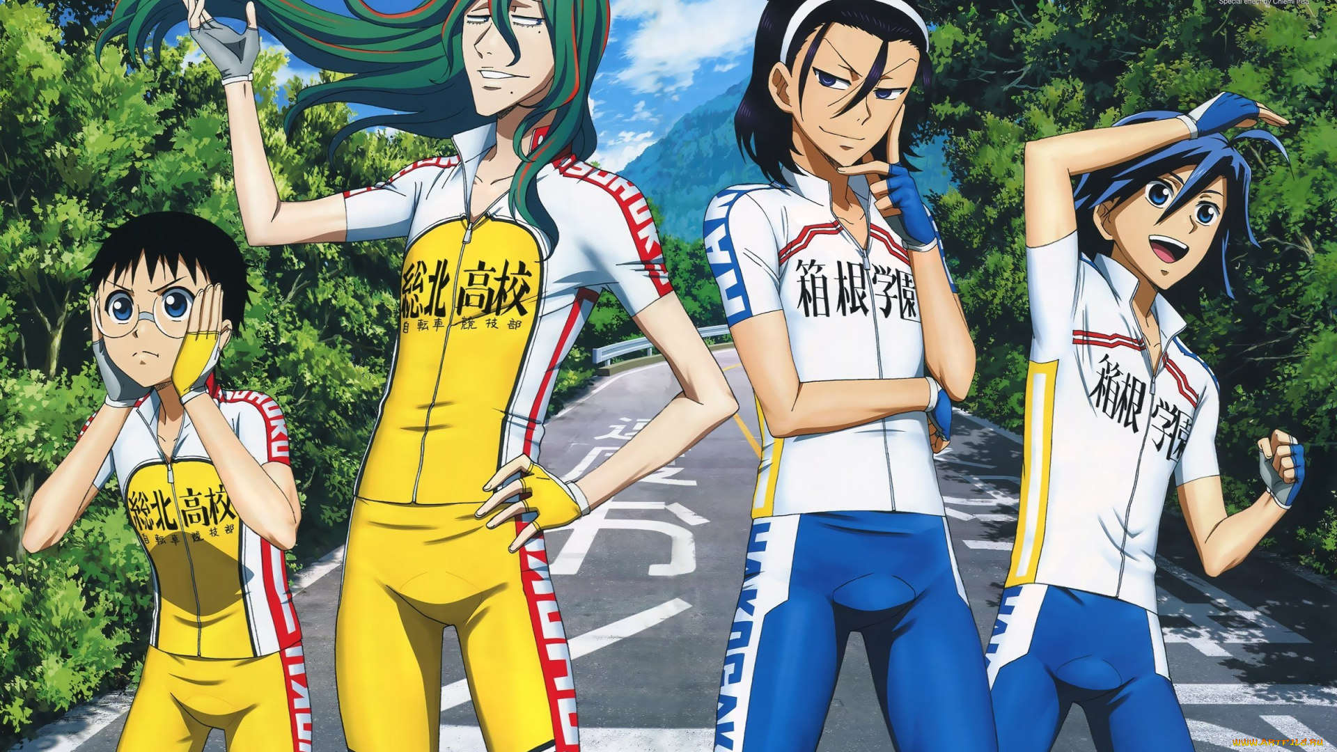 аниме, yowamushi, pedal, фон, группа, парни