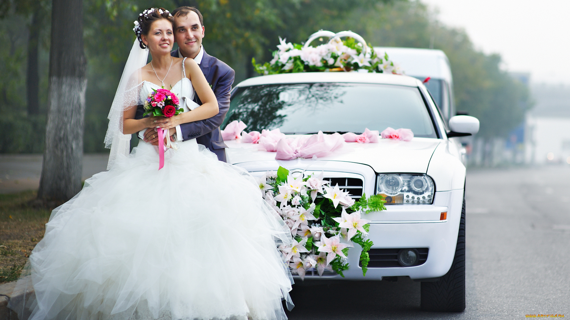 разное, мужчина, женщина, lovers, happy, bouquet, букет, украшения, платье, wedding, свадьба, bride, groom, автомобиль, невеста, жених