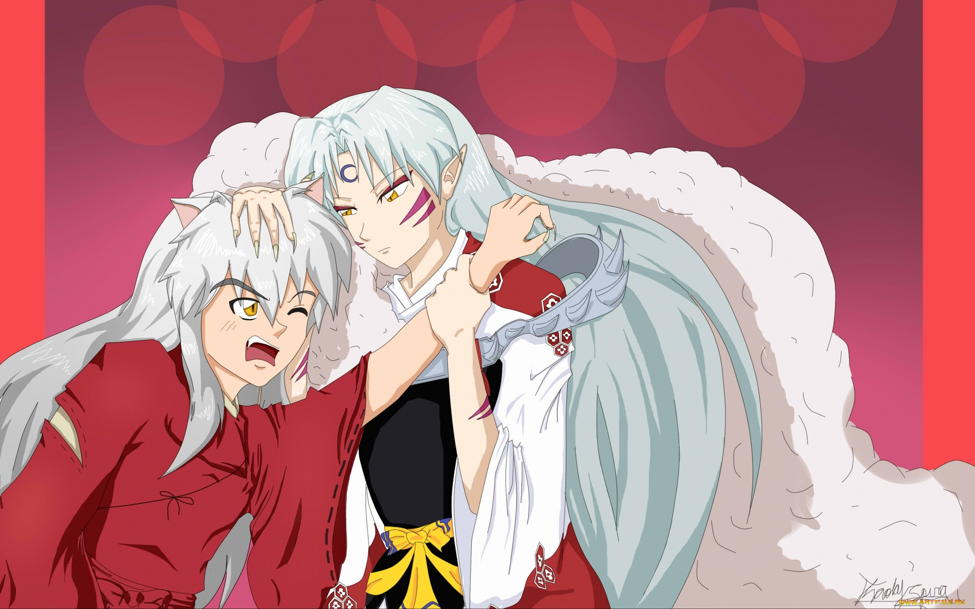 аниме, inuyasha, сешимару, инуяша, братья, парни, арт