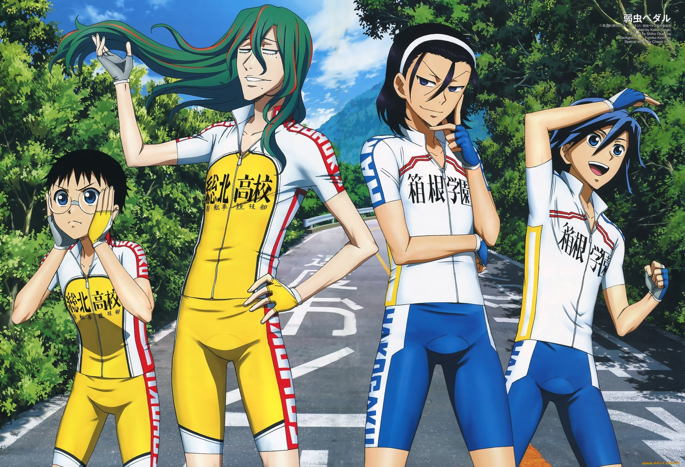 аниме, yowamushi, pedal, фон, группа, парни