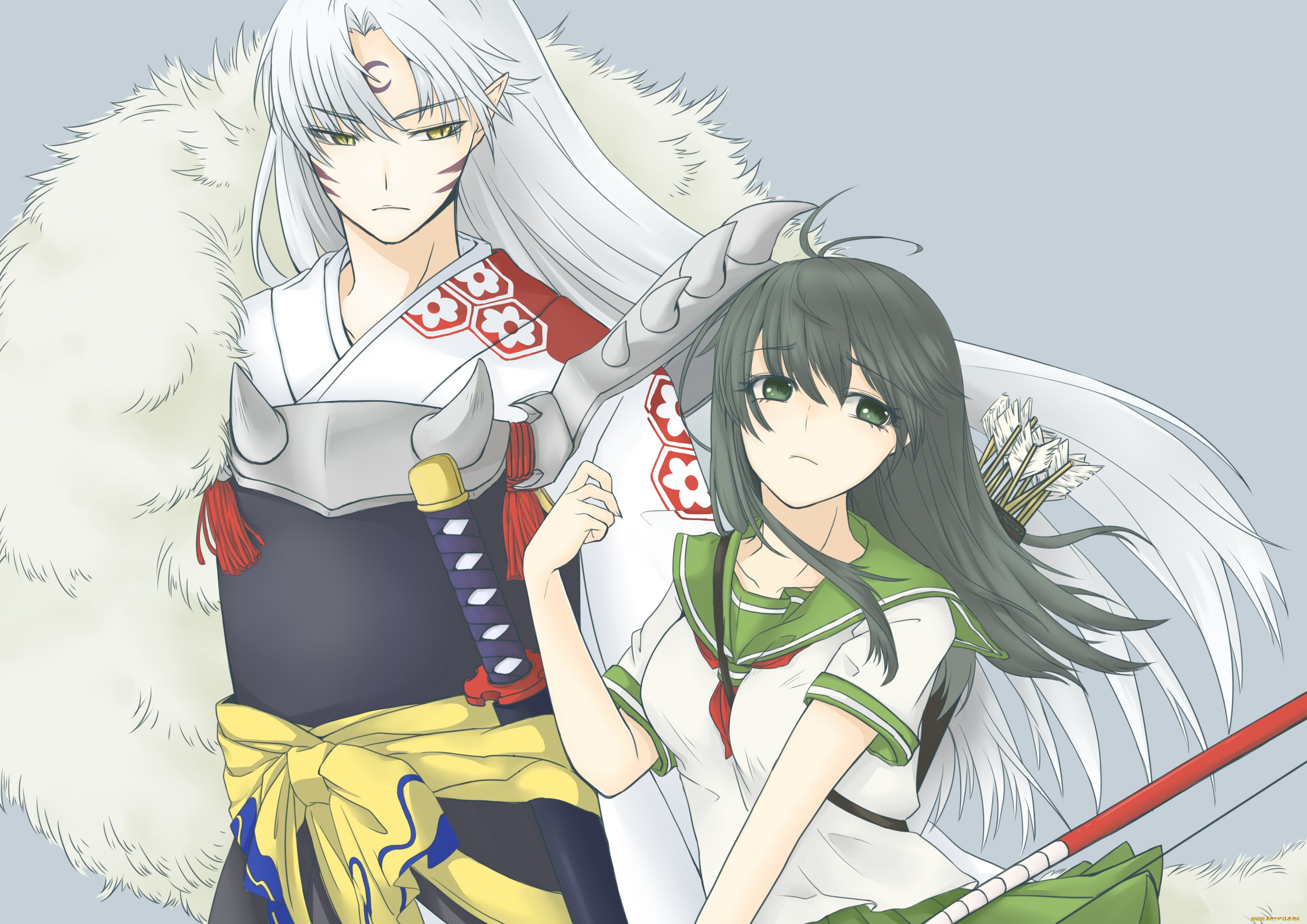 аниме, inuyasha, арт, кагоме, сешимару