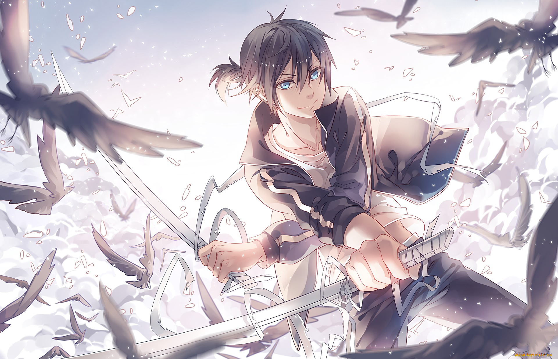 аниме, noragami, фон, девушка, взгляд