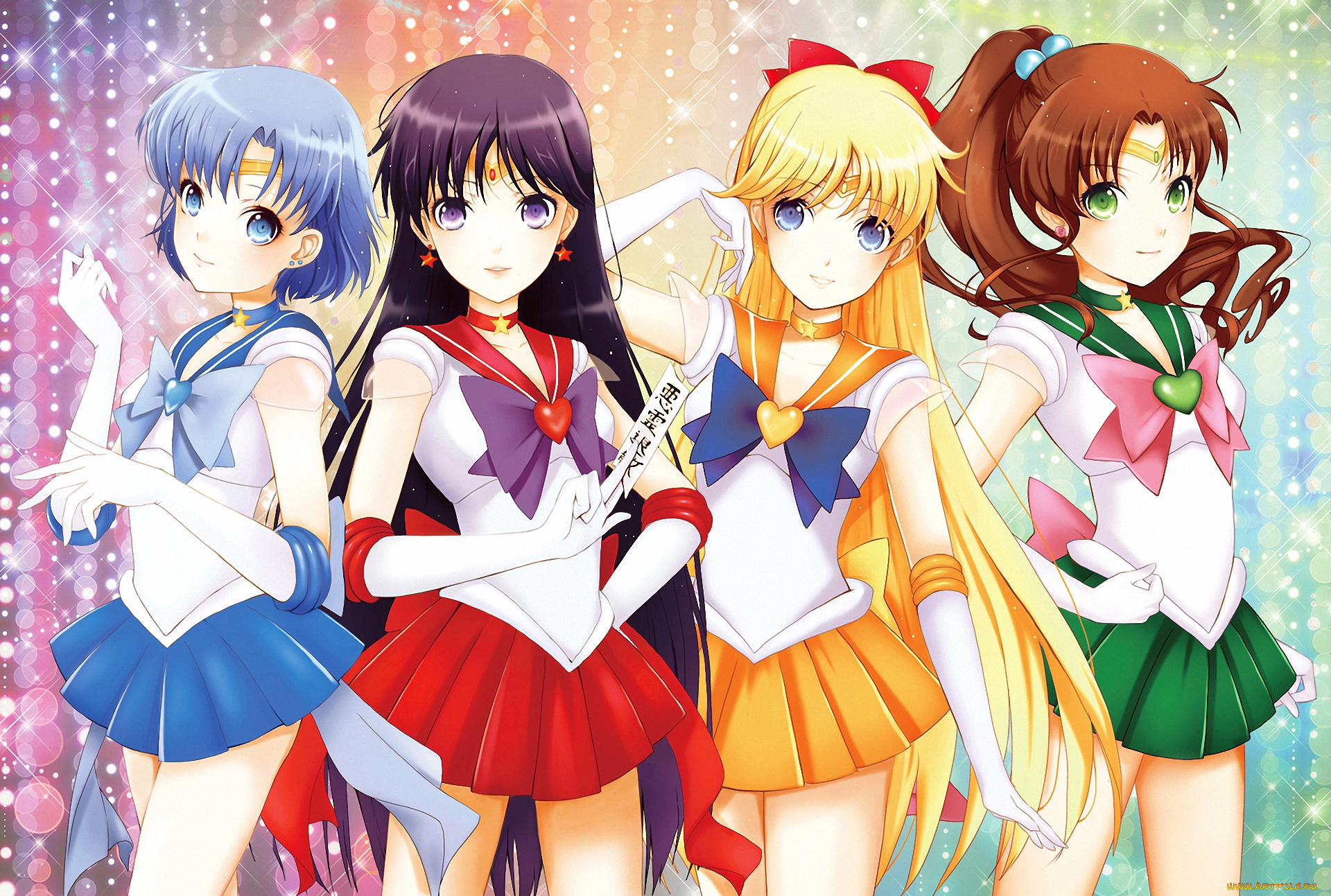 аниме, sailor, moon, mars, moon, sailor, jupiter, mercury, venus, girls, девушки, войны