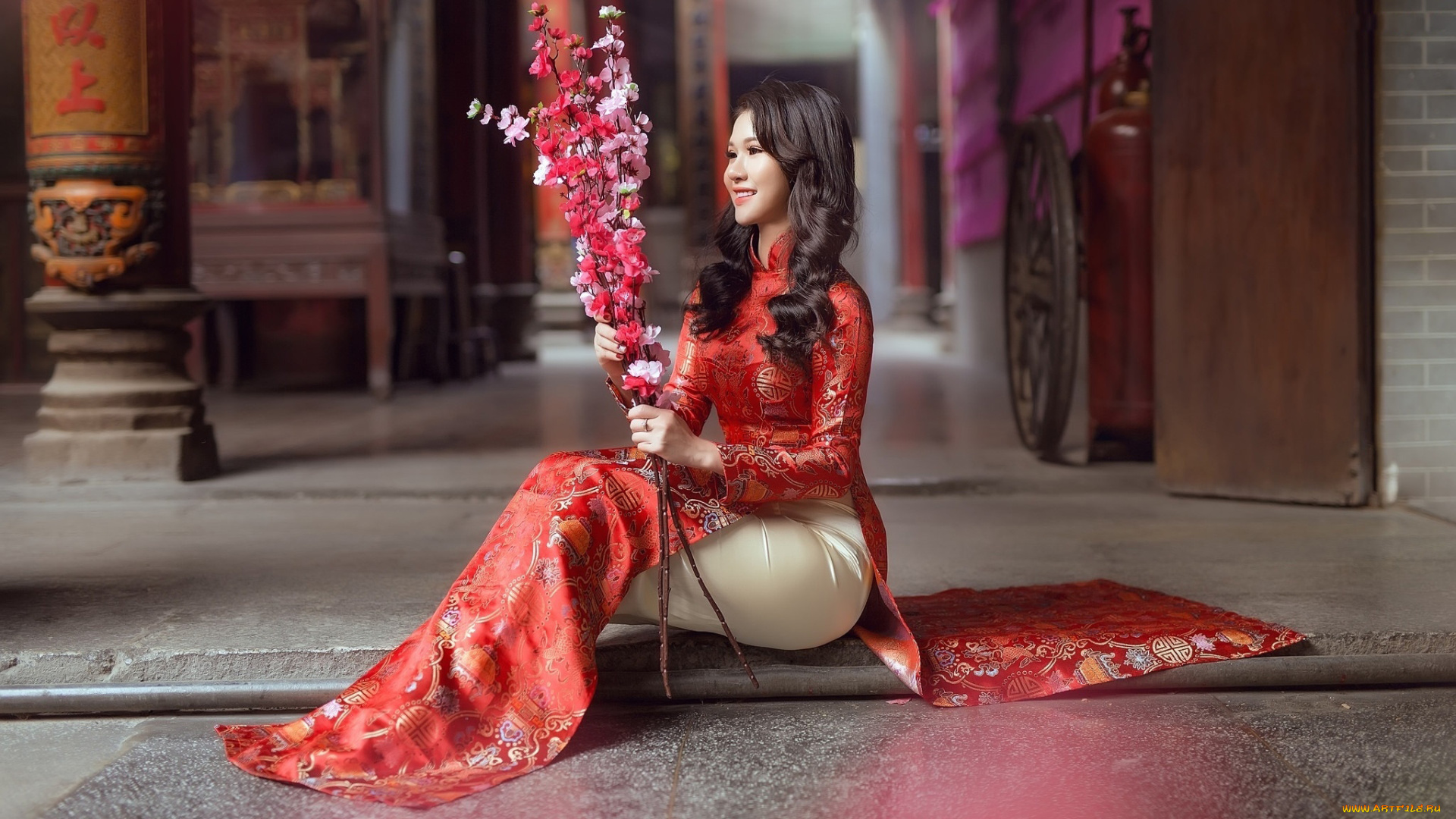 Скачать обои девушки, -, азиатки, национальный, костюм из раздела