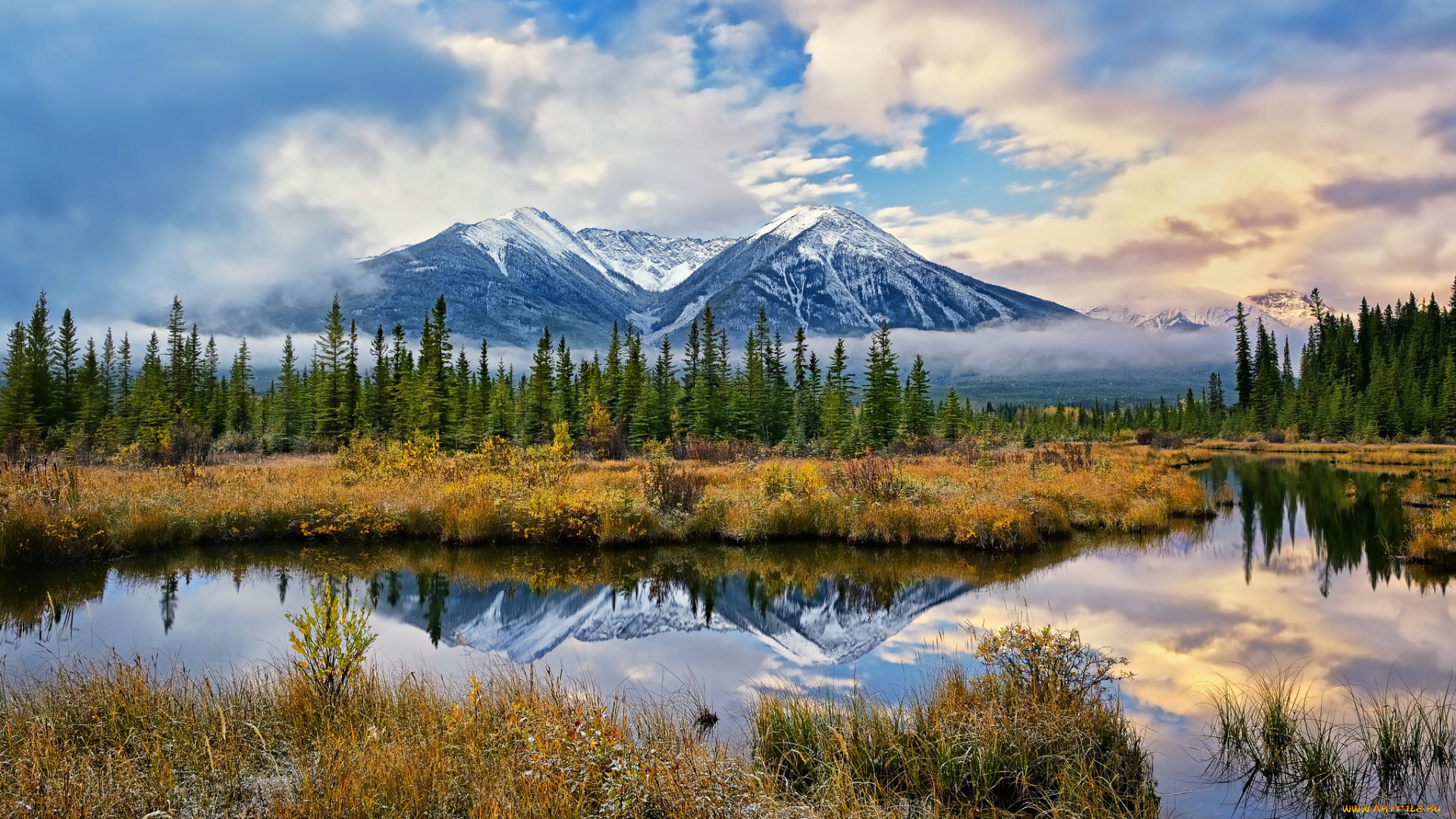 banff, national, park, природа, реки, озера, банф, canada, канада, река, горы, отражение, пейзаж