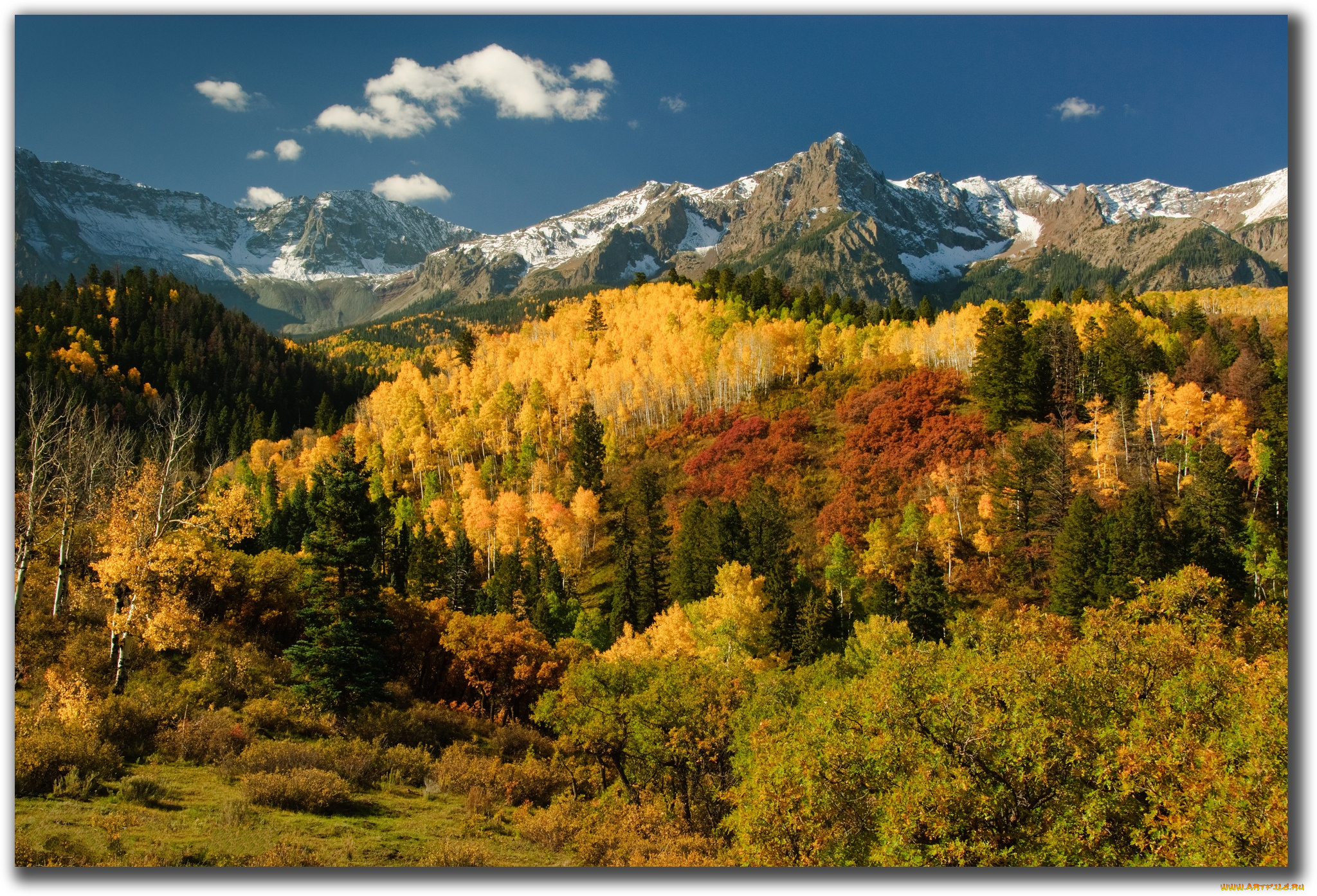 природа, пейзажи, осень, горы, лес, облака, краски