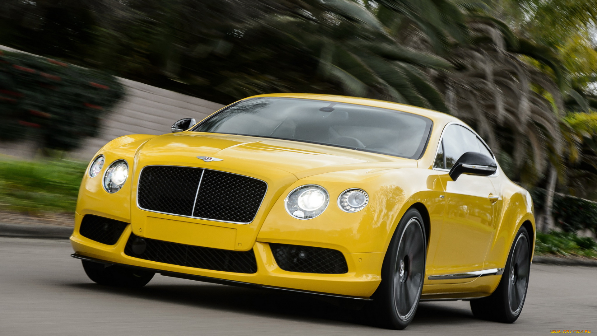 автомобили, bentley, gt, v8, s, continental, желтый, 2013г, coupe
