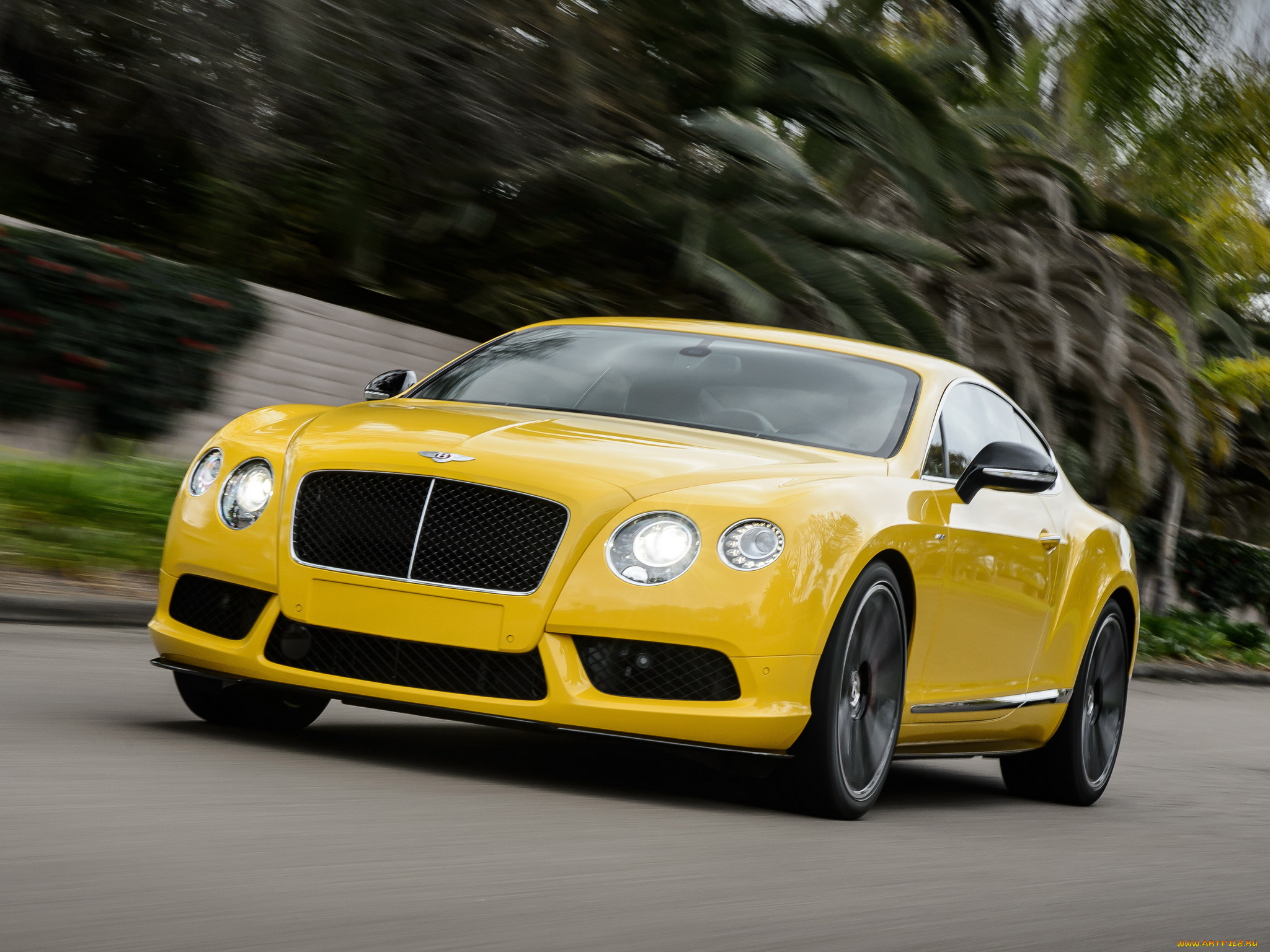 автомобили, bentley, gt, v8, s, continental, желтый, 2013г, coupe