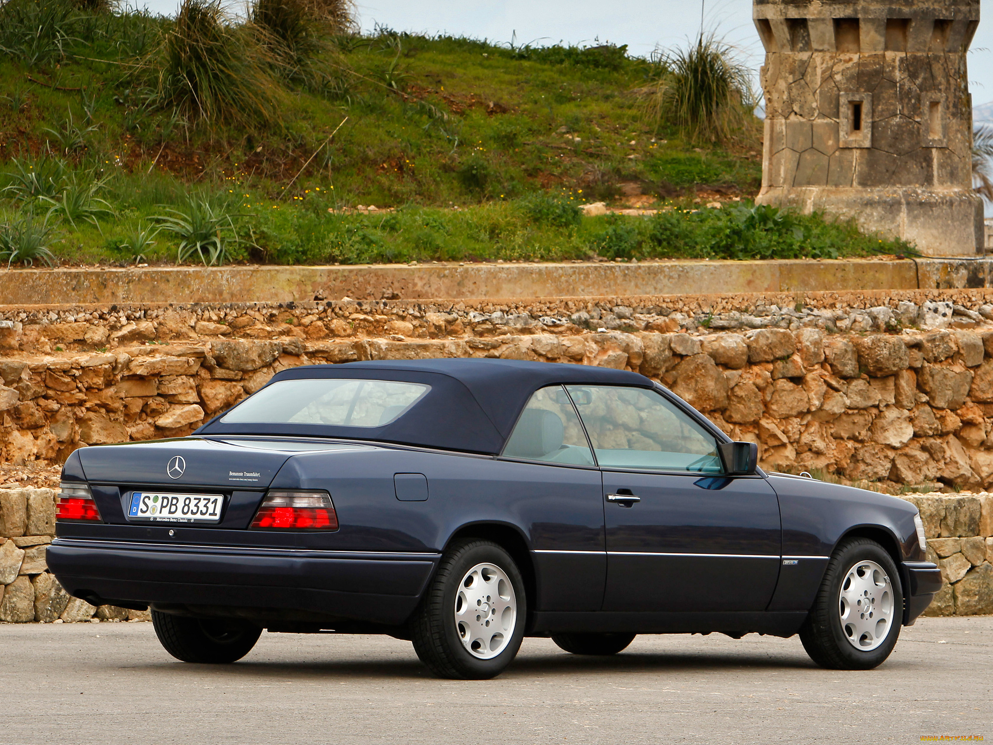 автомобили, mercedes-benz, e, 200, cabrio, a124, 1994г, темный