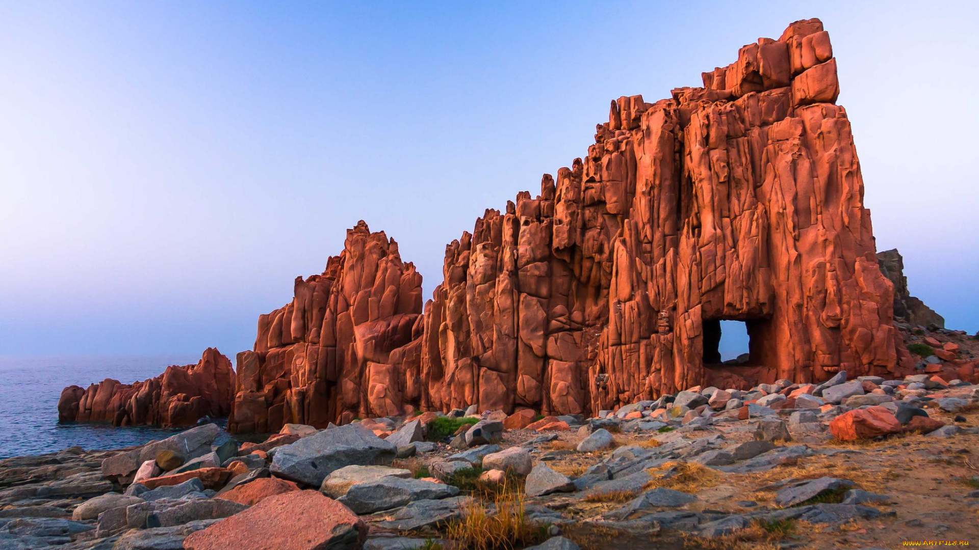 природа, побережье, скала, окно, пустыня, sardinia