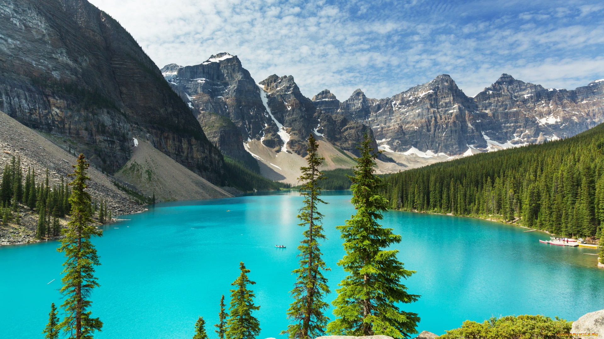 природа, реки, озера, moraine, lake, banff, national, park, canada, landscape, озеро, лес