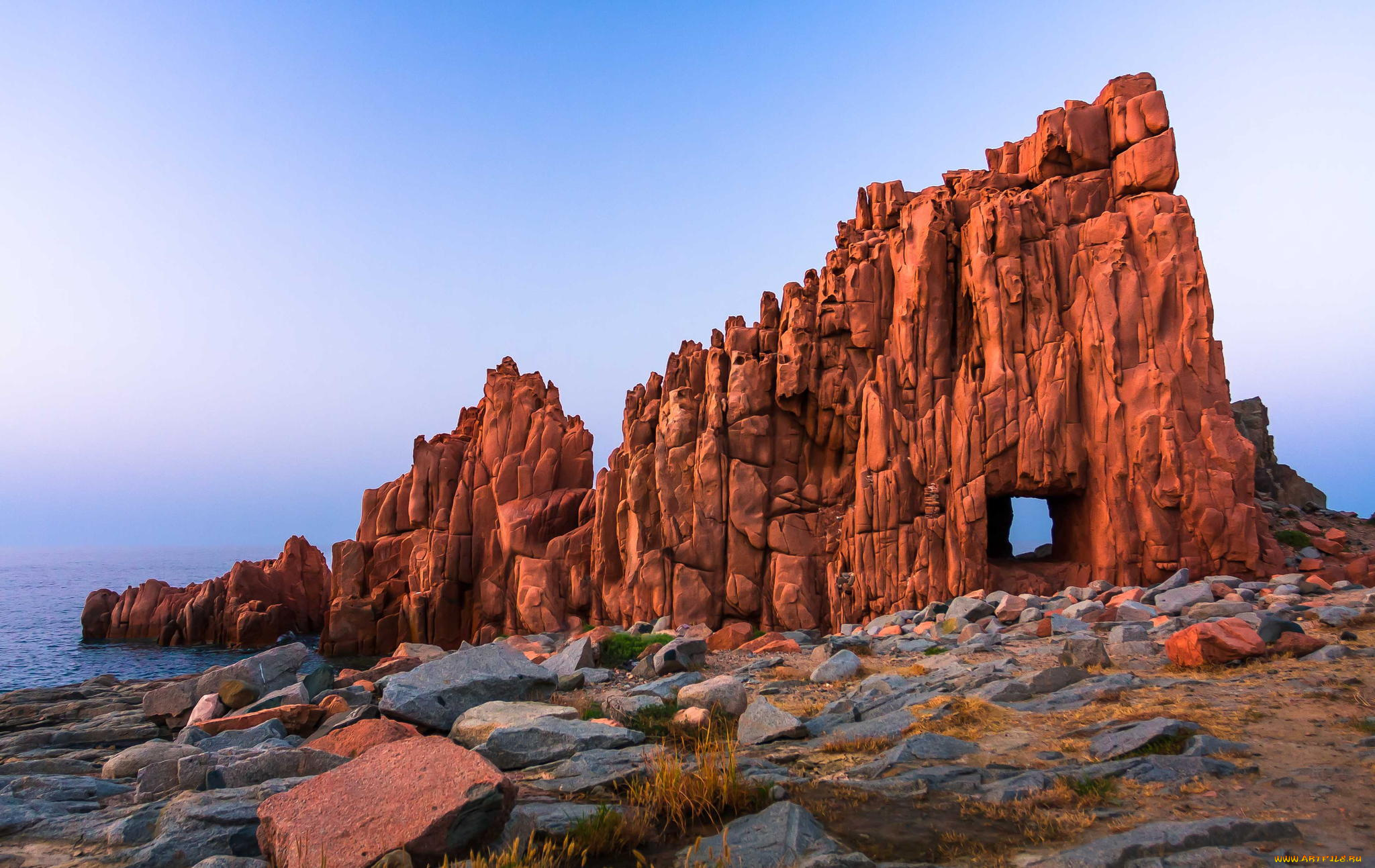 природа, побережье, скала, окно, пустыня, sardinia