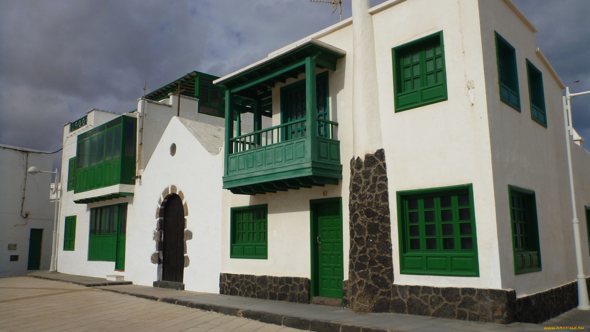 caleta, de, famara, lanzarote, города, здания, дома, испания