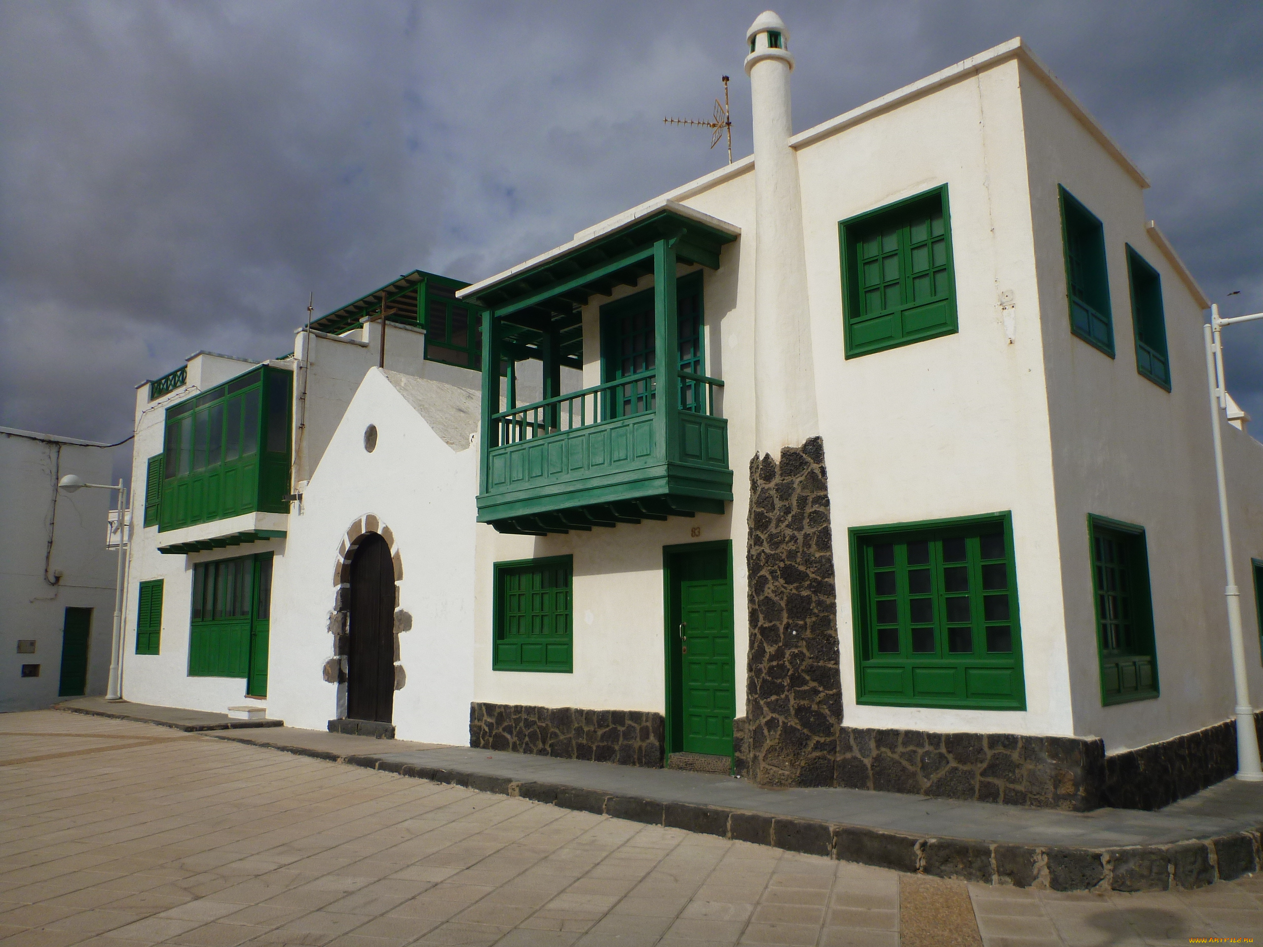 caleta, de, famara, lanzarote, города, здания, дома, испания