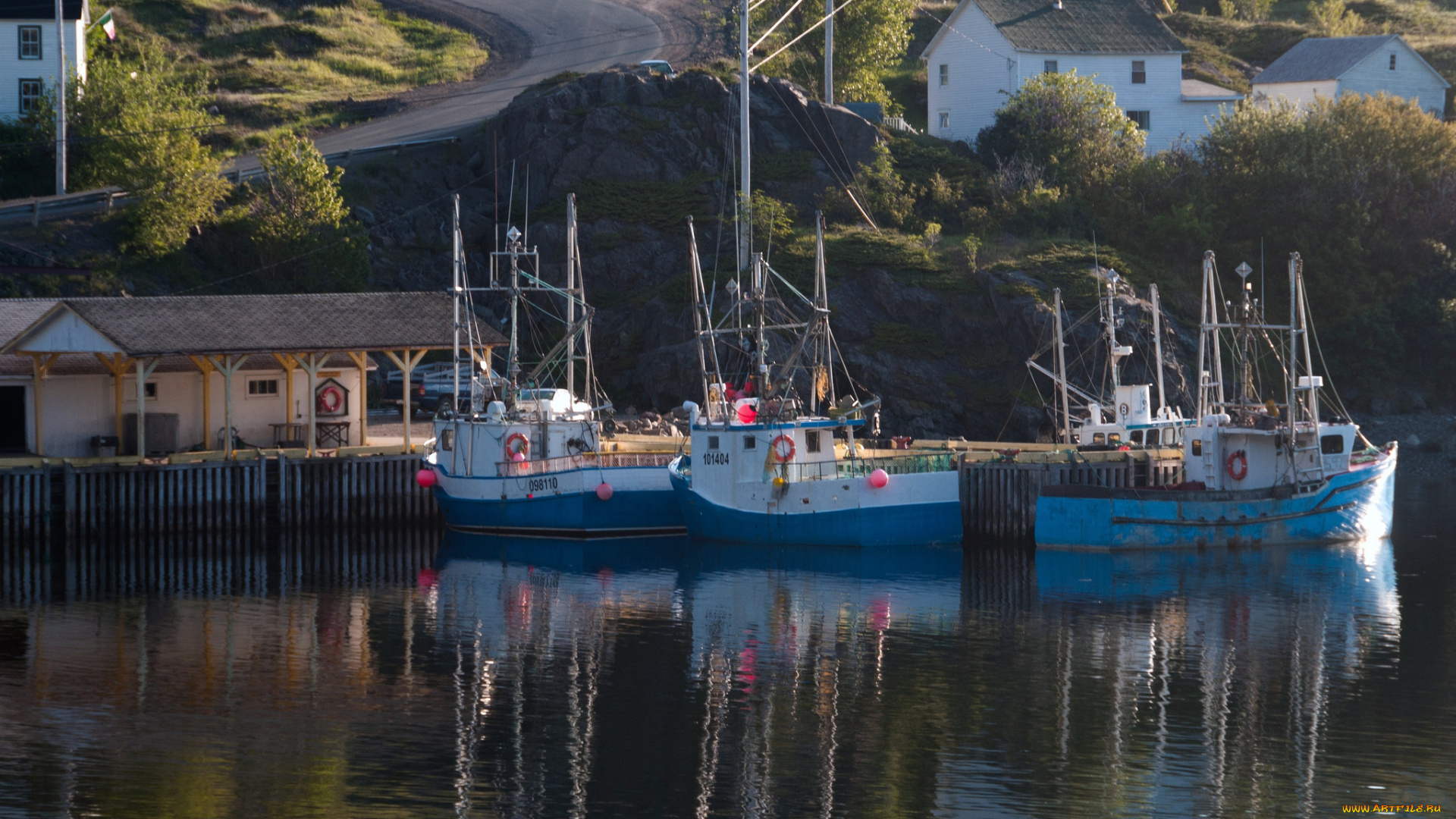 newfoundland, корабли, порты, причалы, баркасы, дорога, бухта