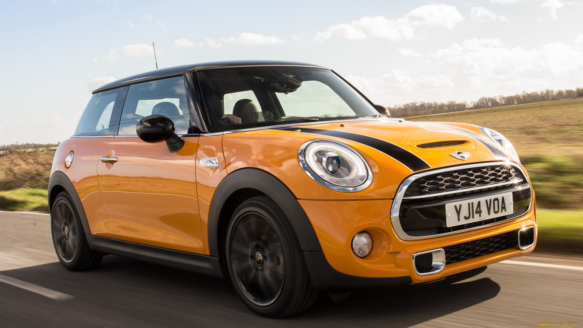 автомобили, mini, cooper, s, желтый, 2014г, f56, uk-spec