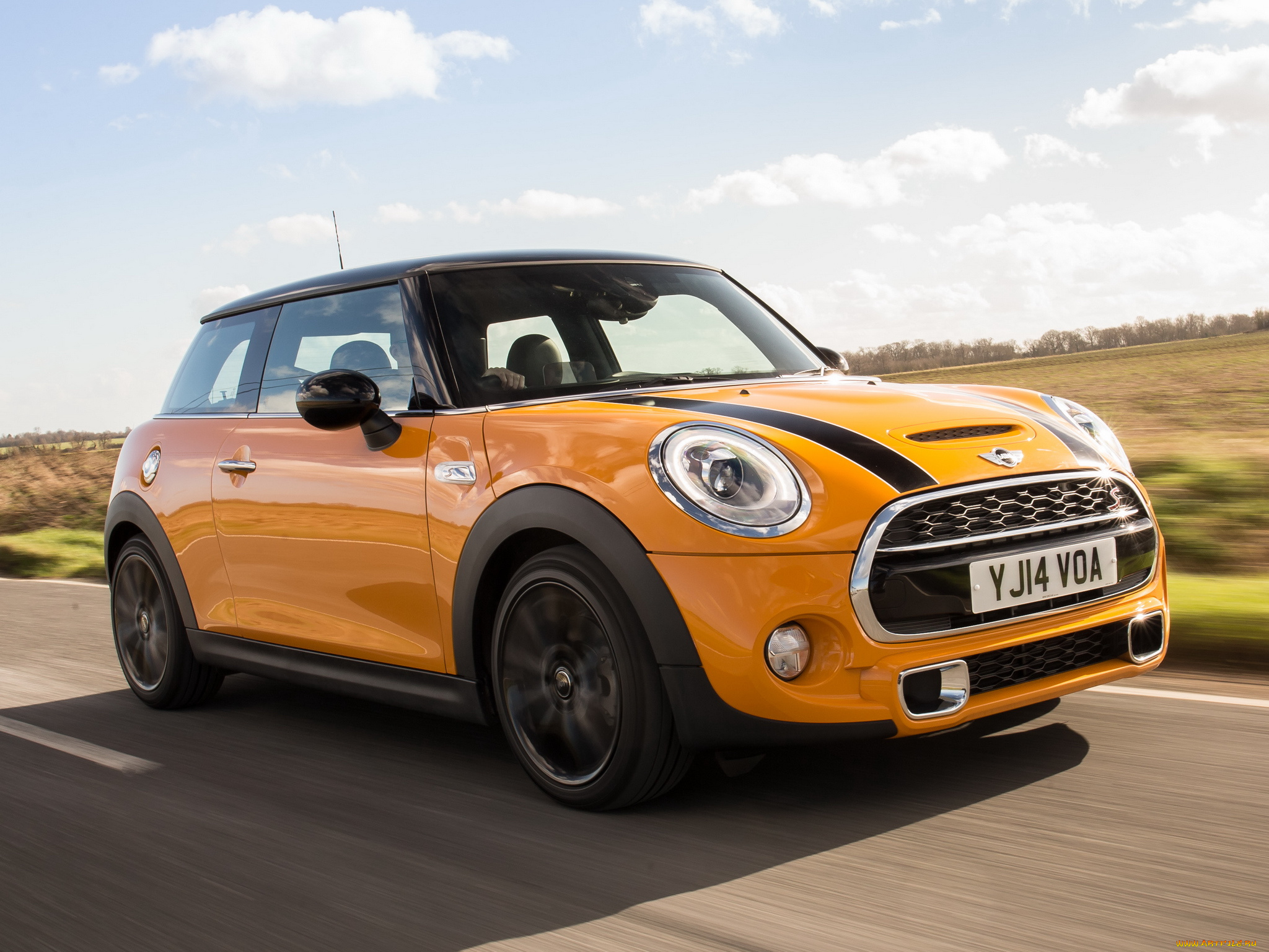 автомобили, mini, cooper, s, желтый, 2014г, f56, uk-spec