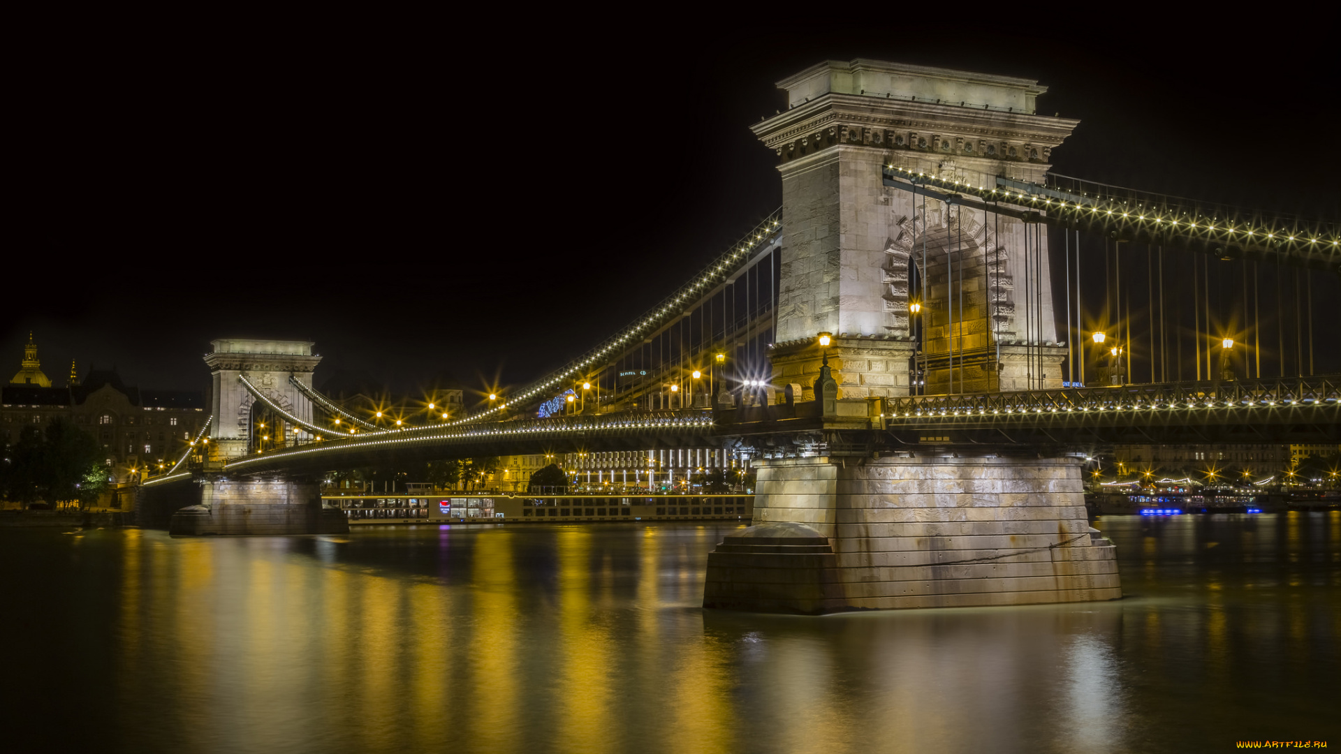 budapest, города, будапешт, , венгрия, река, ночь, мост