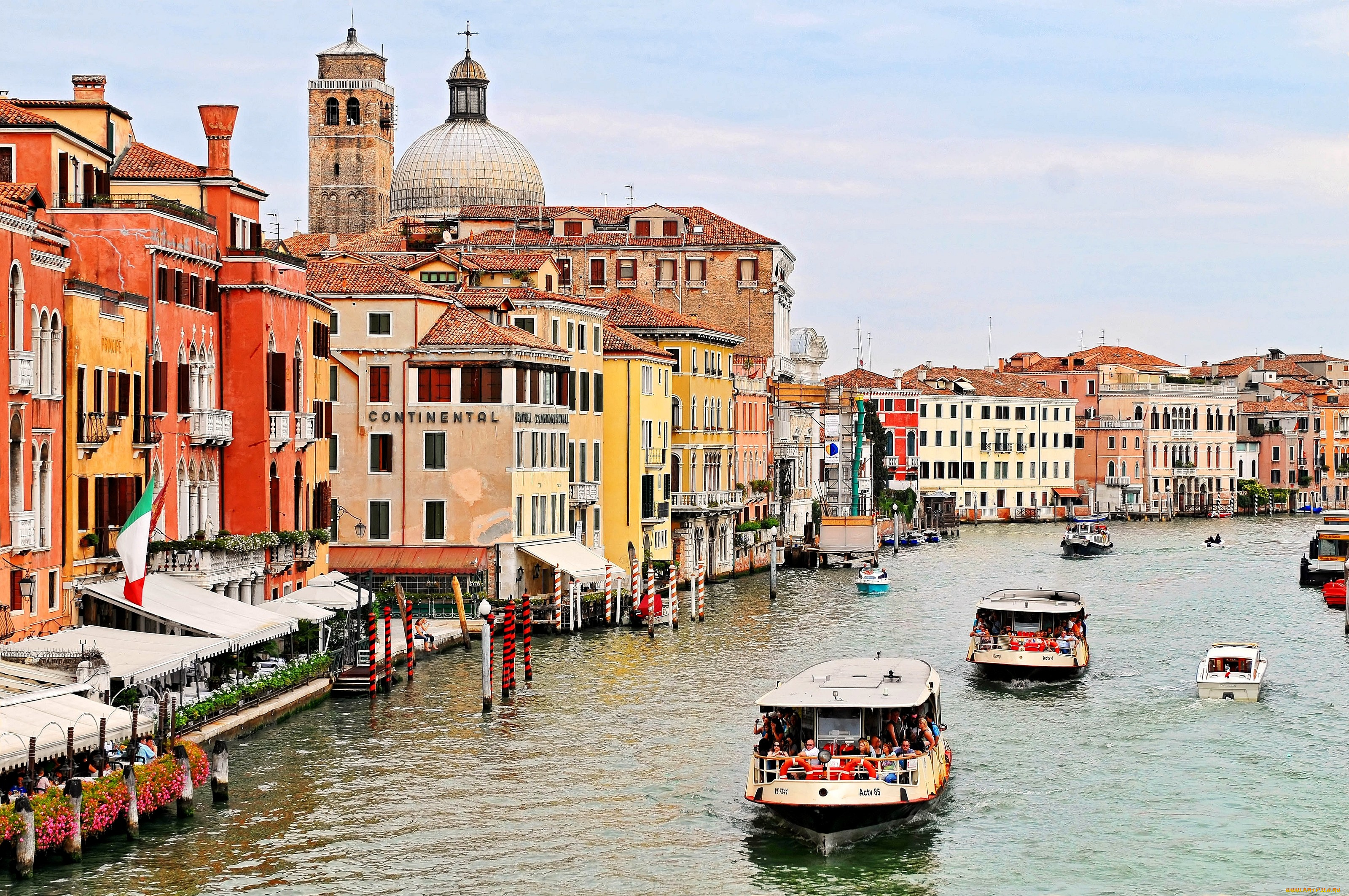 города, венеция, италия, канал, вода, катера, дома