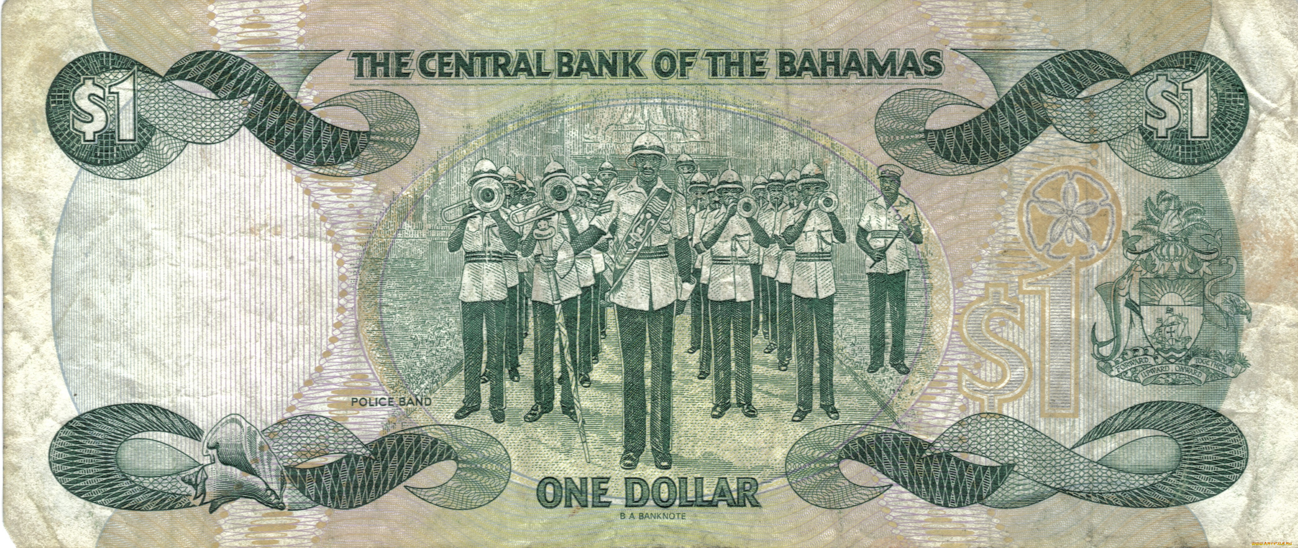 разное, золото, купюры, монеты, багамы, банкнота, 1, доллар