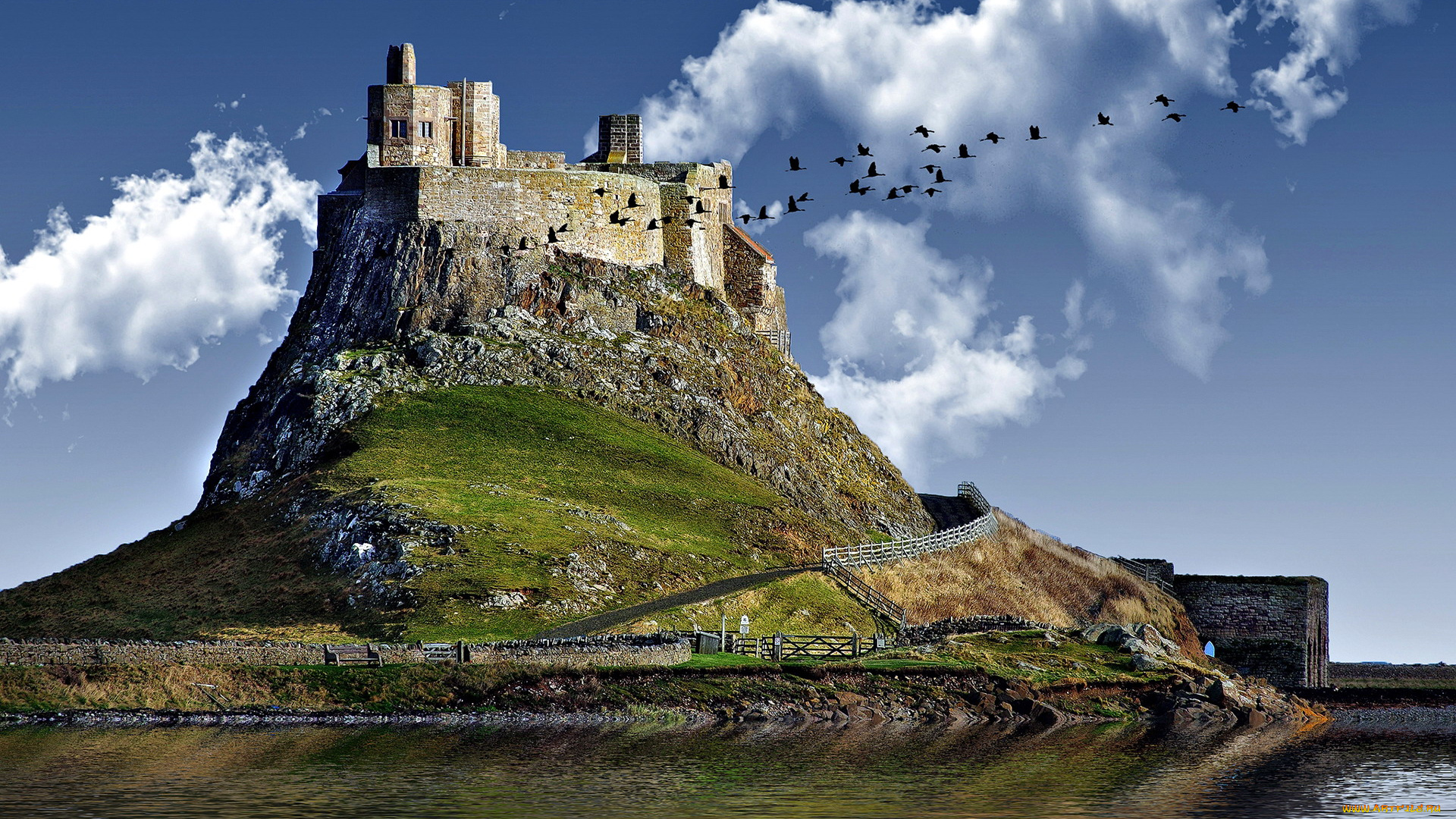 lindisfarne, castle, города, замки, англии, lindisfarne, castle