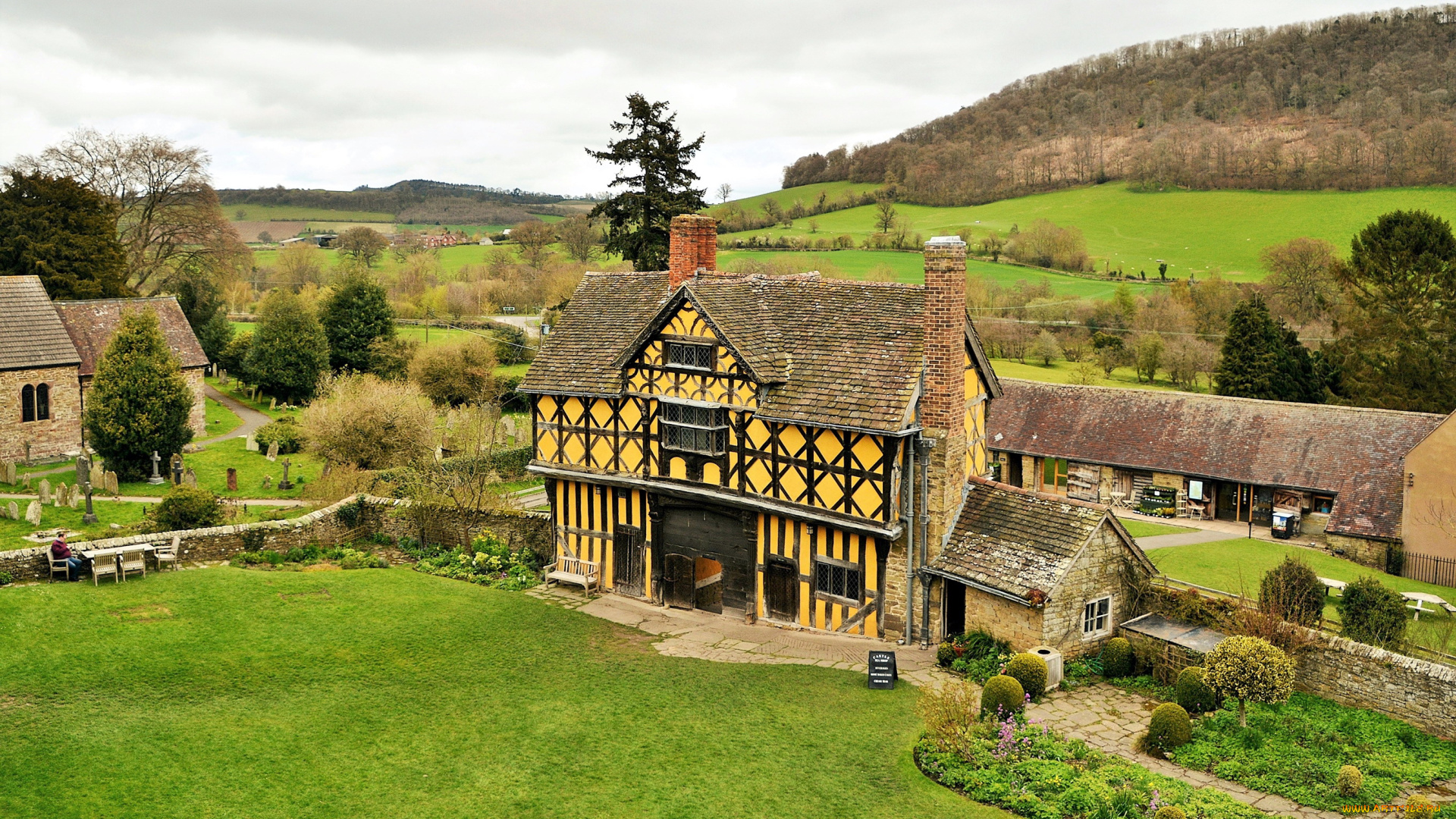 stokesay, castle, города, замки, англии, stokesay, castle