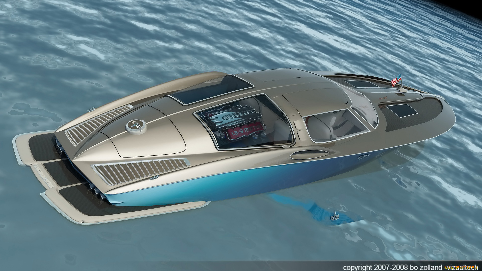 1963, chevrolet, corvette, boat, design, by, bo, zolland, корабли, 3d