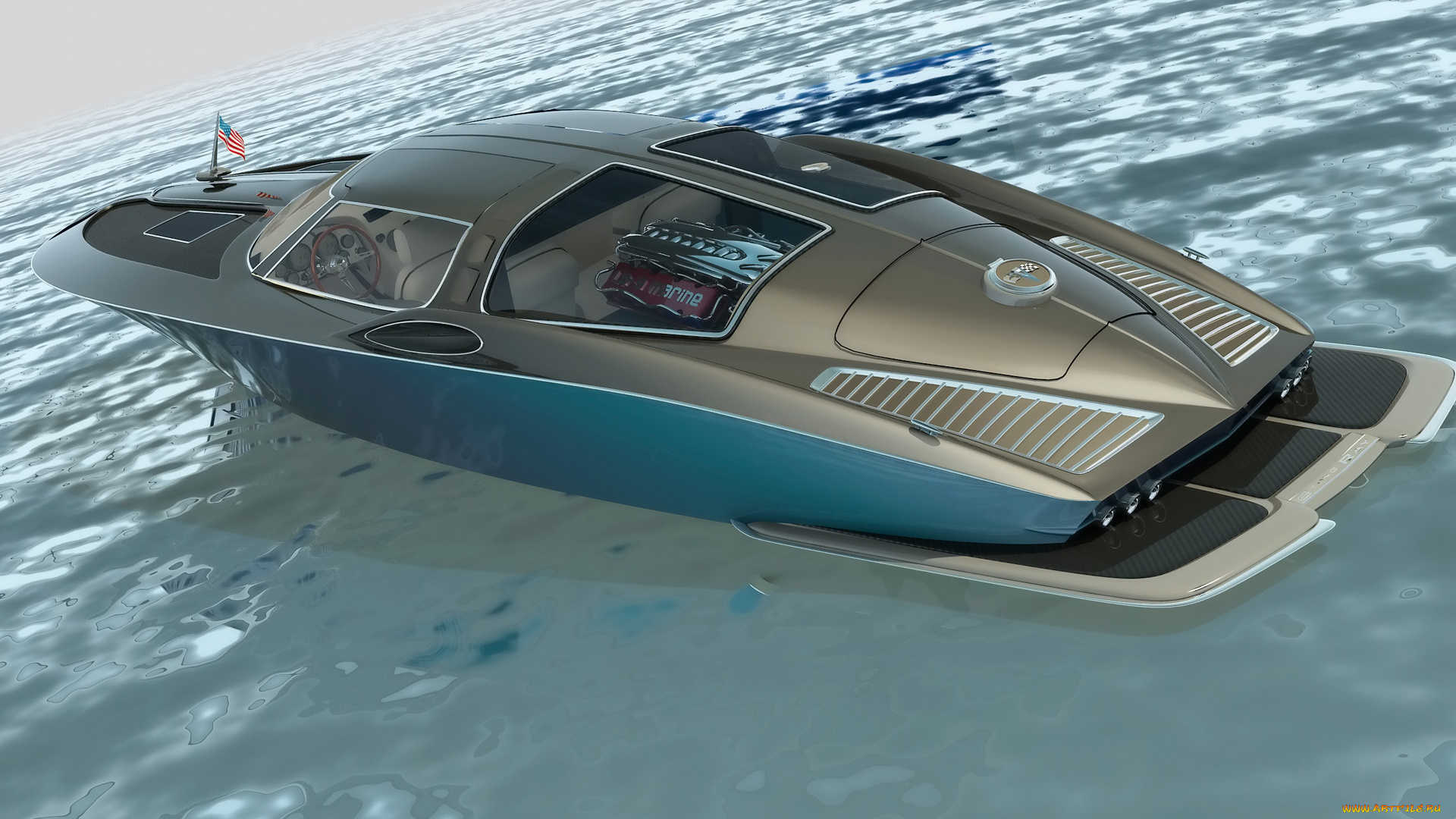 1963, chevrolet, corvette, boat, design, by, bo, zolland, корабли, 3d