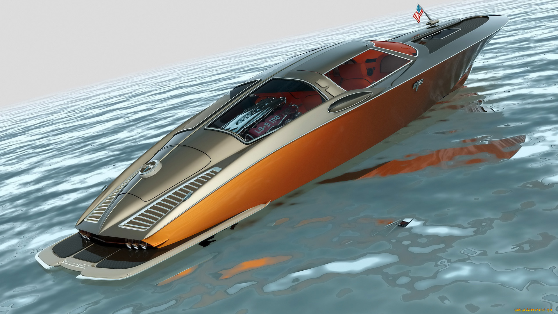 1963, chevrolet, corvette, boat, design, by, bo, zolland, корабли, 3d