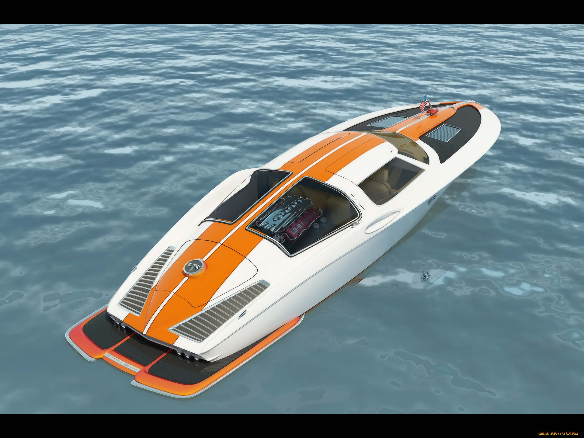 1963, chevrolet, corvette, boat, design, by, bo, zolland, корабли, 3d