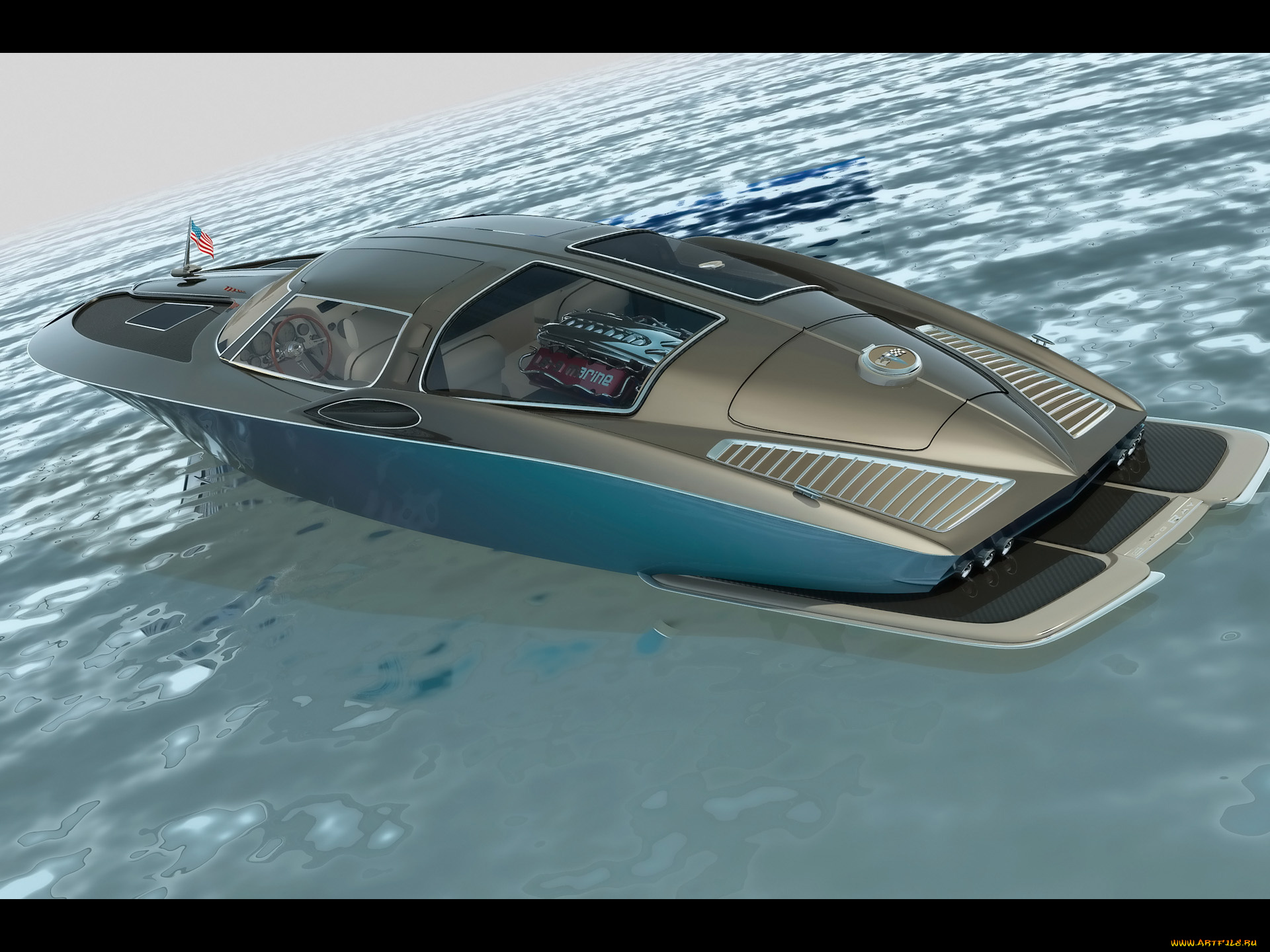 1963, chevrolet, corvette, boat, design, by, bo, zolland, корабли, 3d