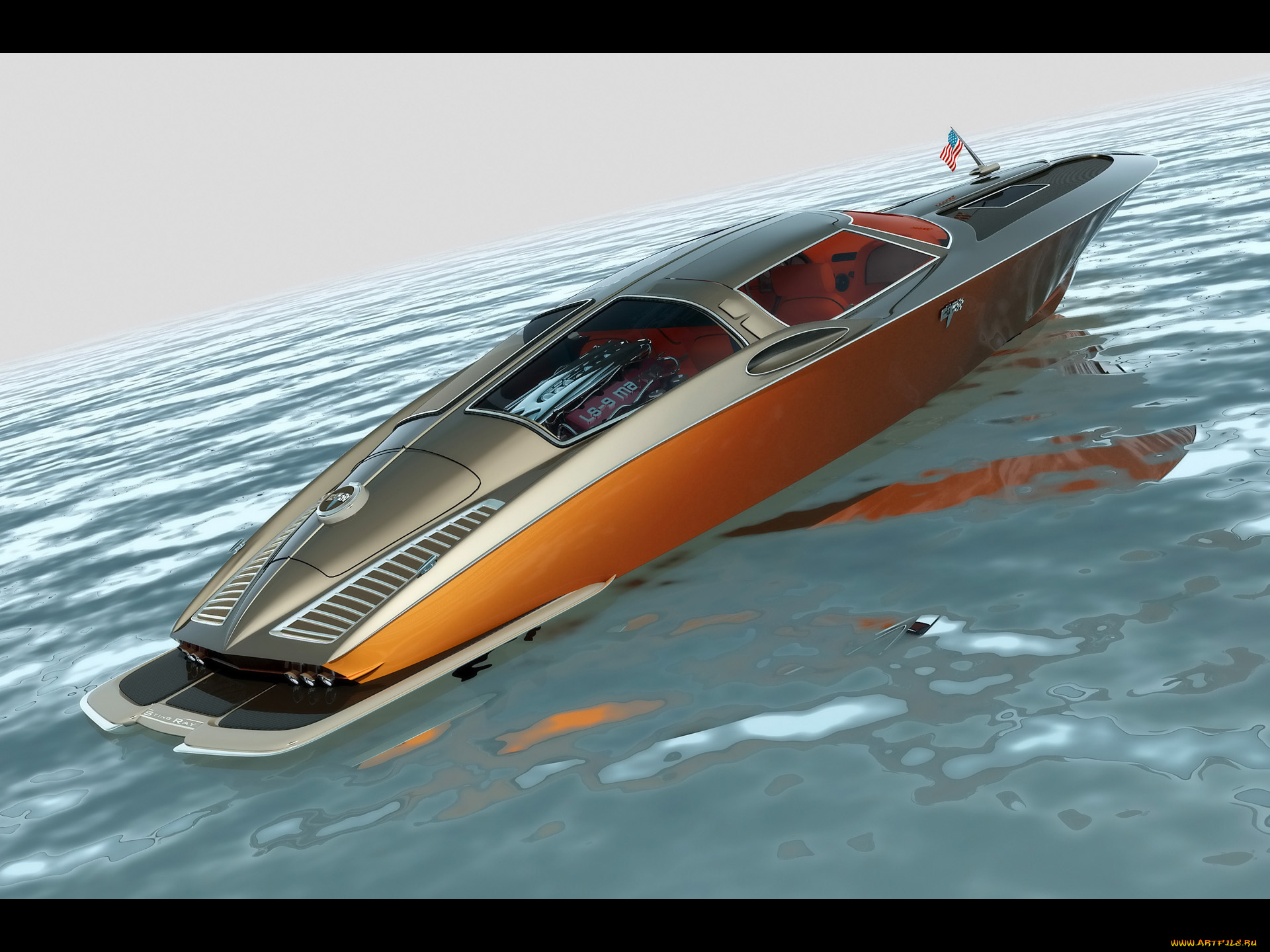 1963, chevrolet, corvette, boat, design, by, bo, zolland, корабли, 3d