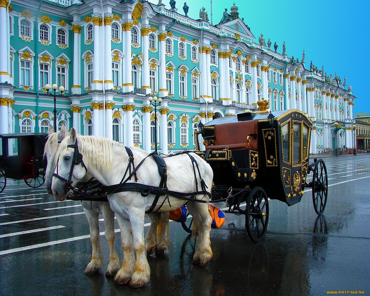 зимний, дворец, санкт, петербург, города, петергоф, россия, карета