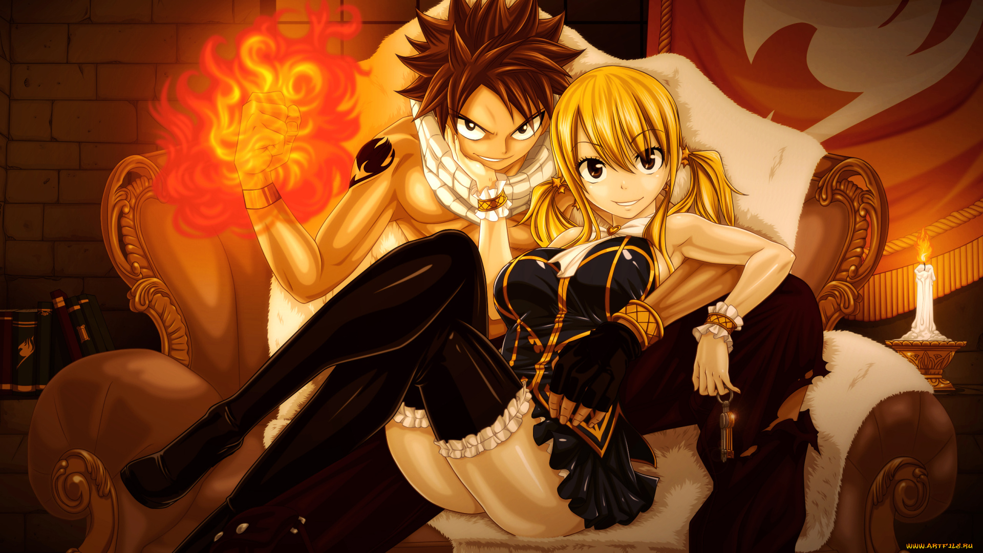 by, cilou, аниме, fairy, tail, lucy, heartfilia, natsu, dragneel